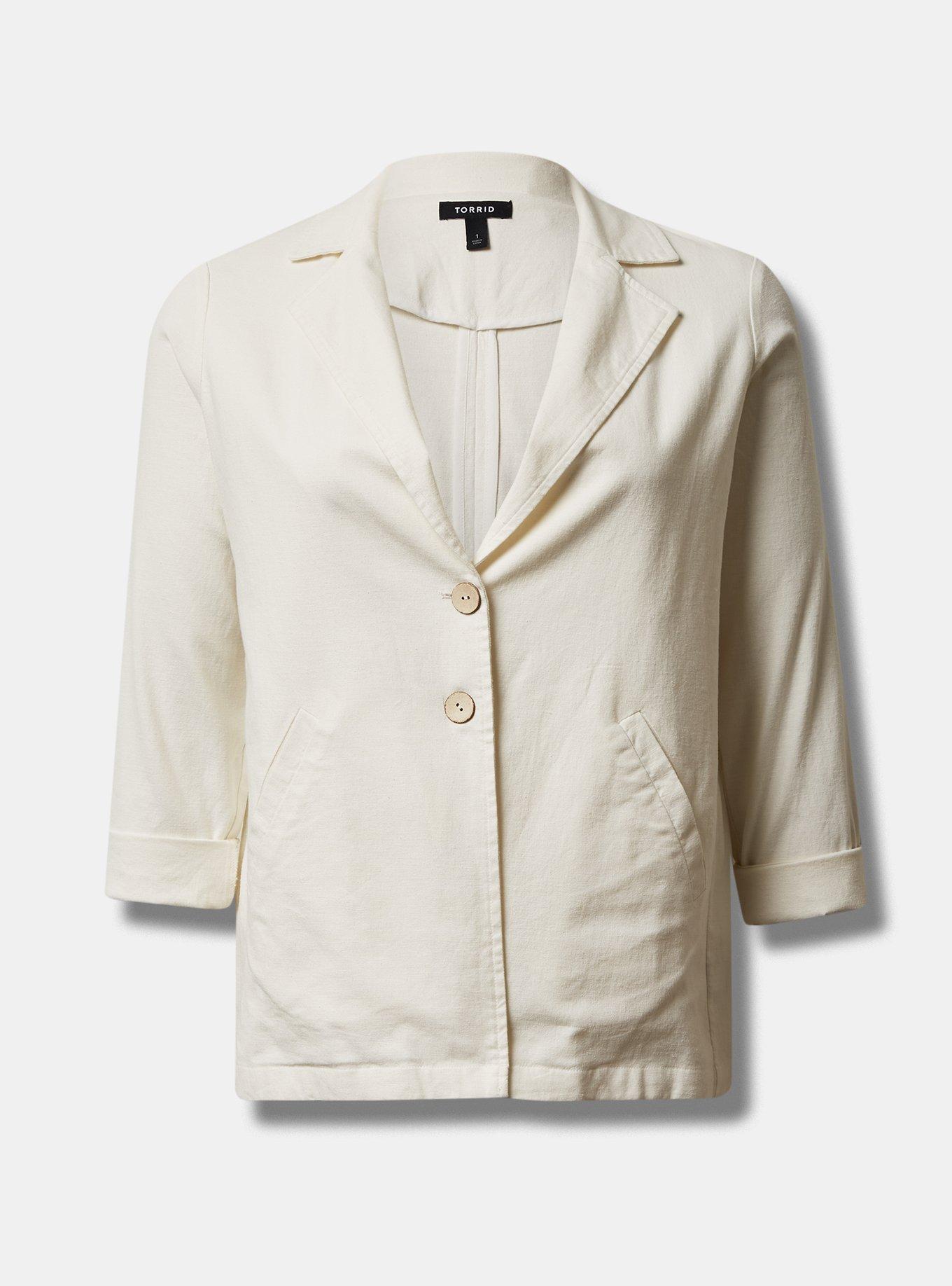 Linen Longline Button Front Blazer