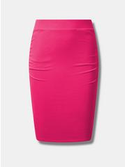 Plus Size Midi Rib Shirred Waist Pencil Skirt, PINK PEACOCK, hi-res