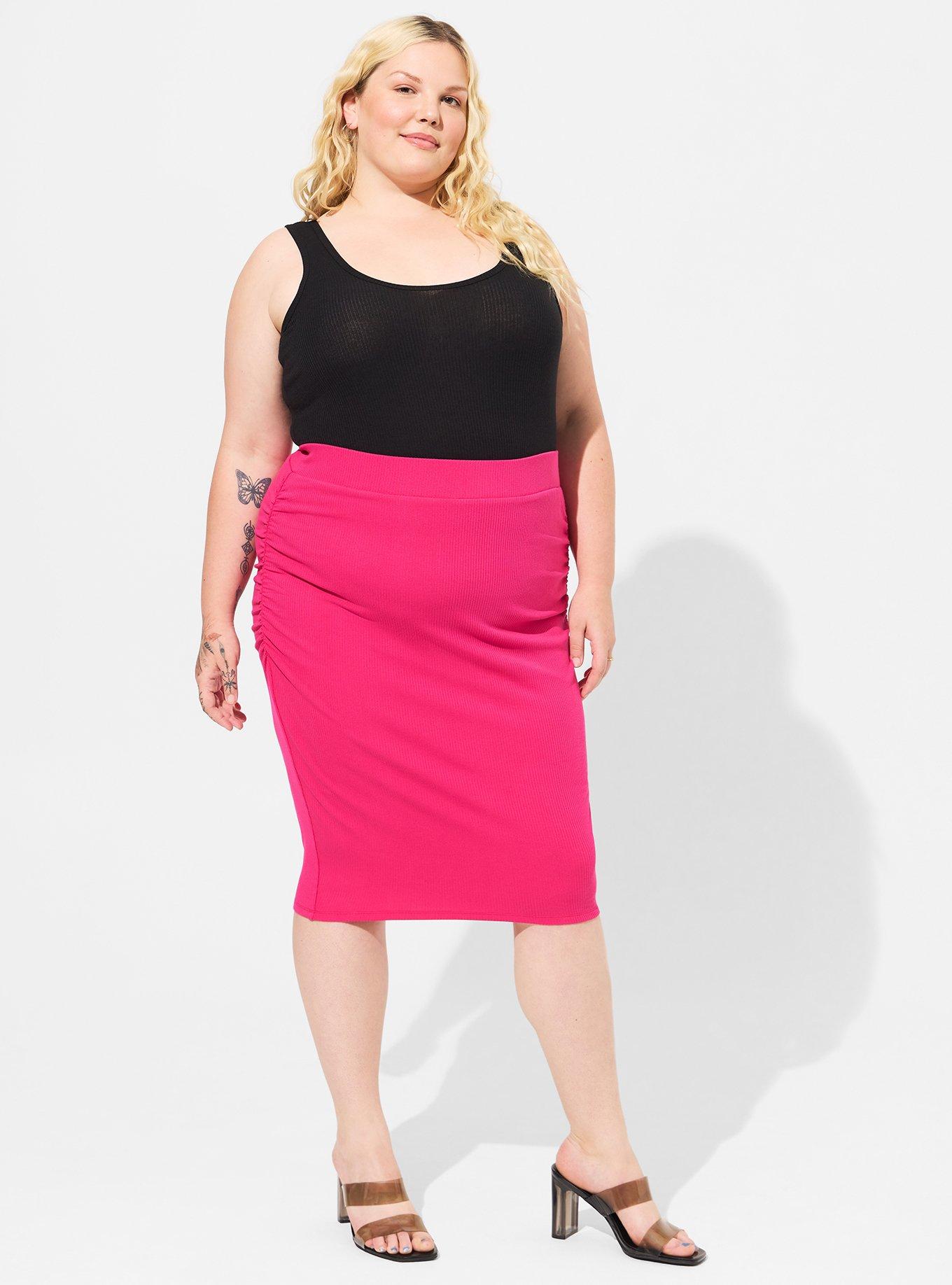 Hot Pink Pencil Skirt With Pockets 1980s Bright Pink High Waisted