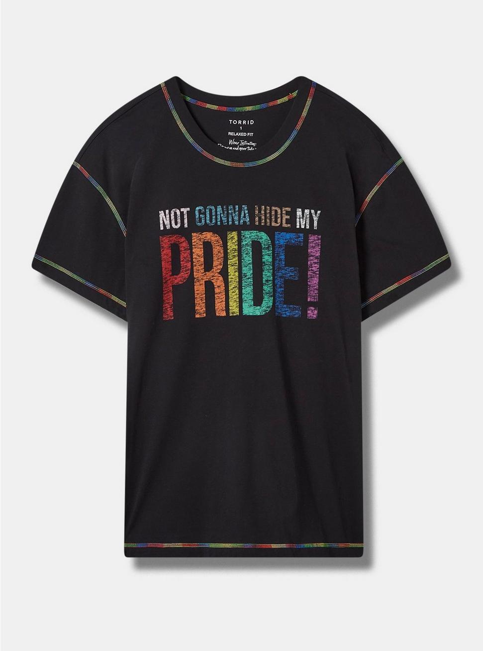 Pride Relaxed Fit Cotton Crew Neck Tee, DEEP BLACK, hi-res