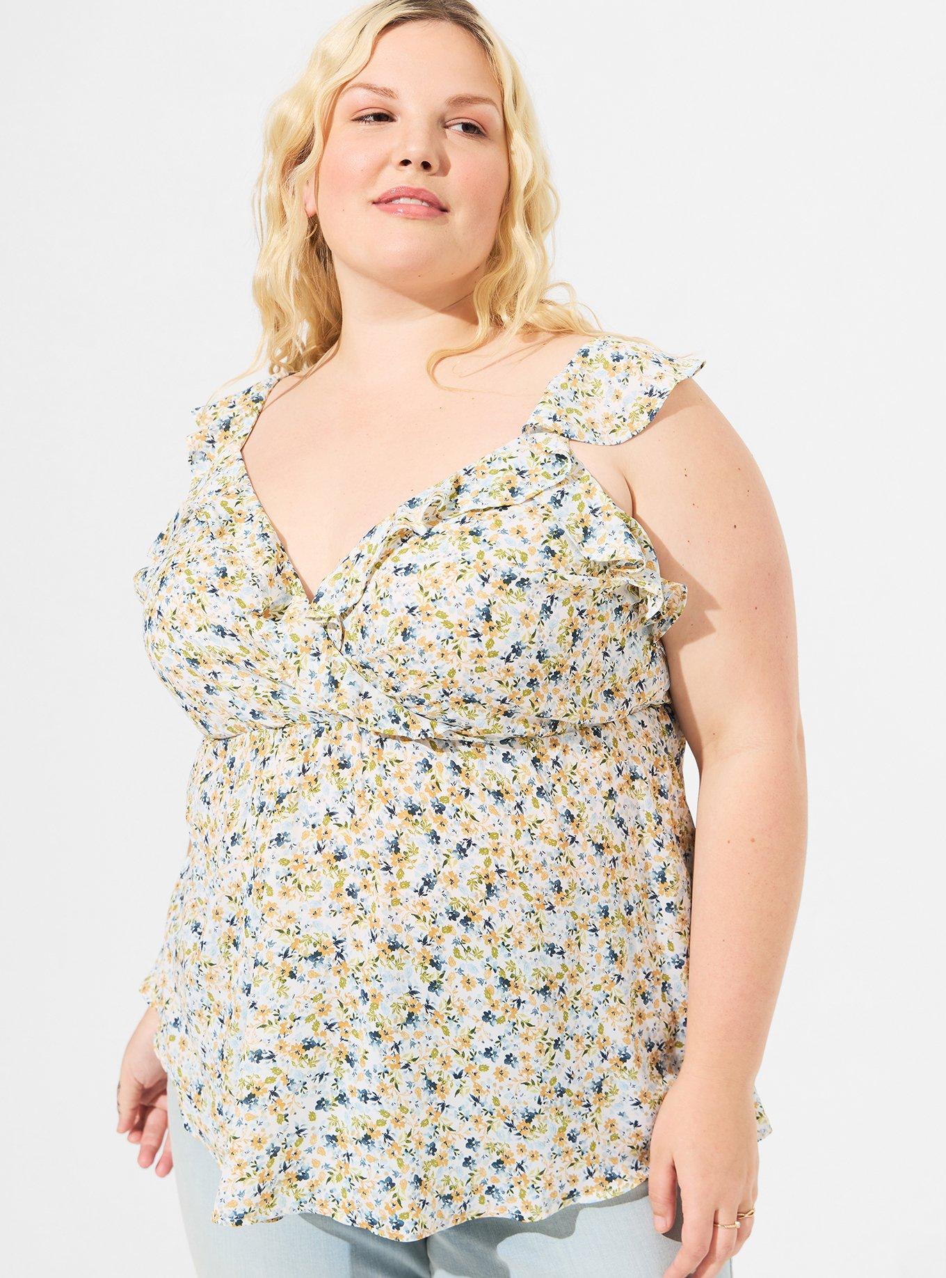 Plus Size Peplum Georgette Ruffle Surplice Tank Top Torrid