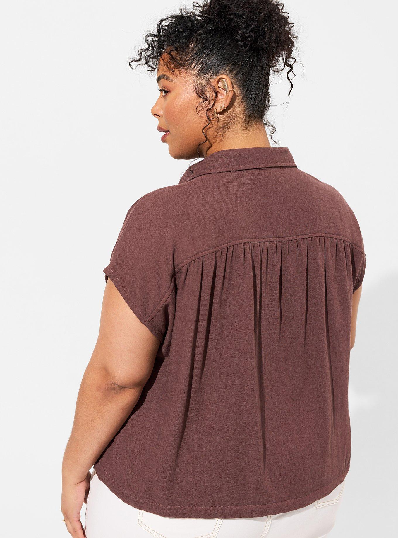 Double Gauze Button Up Short Sleeve Shirt Top