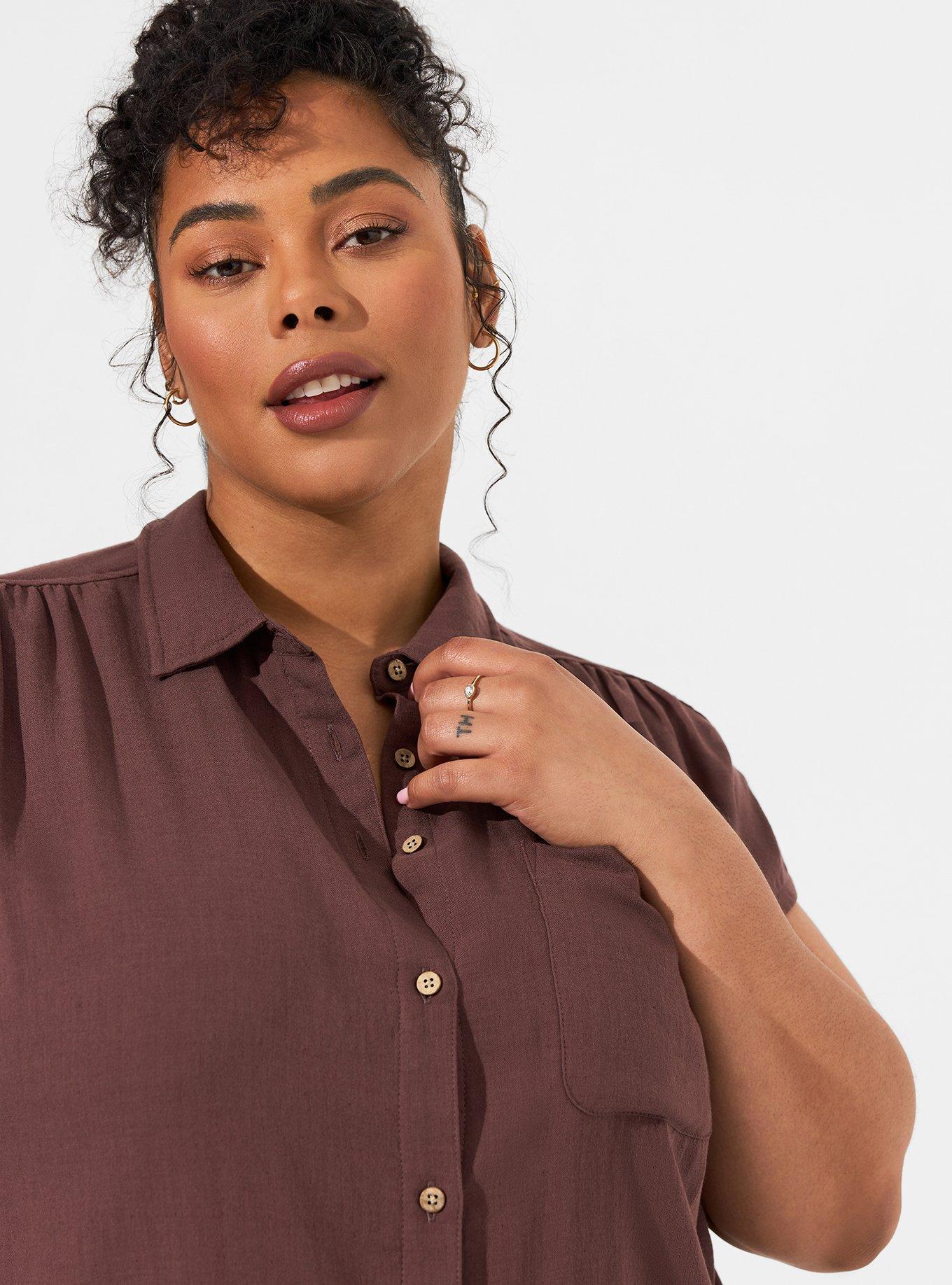 TORRID Double Gauze Button Up Short Sleeve Shirt Top