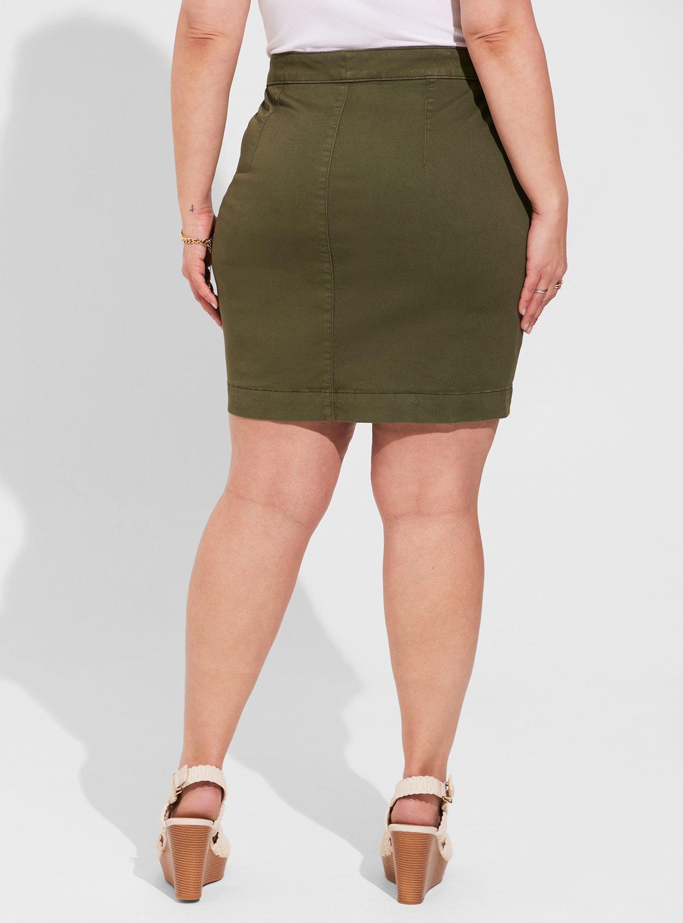 Mini Twill Button Fly Skirt, DEEP DEPTHS, alternate