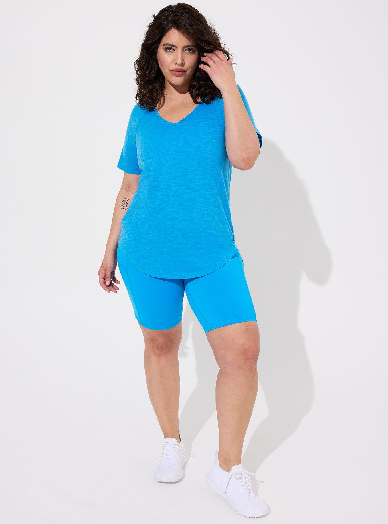 Plus Size - Lyocell Jersey V Neck Open Back Short Sleeve Active