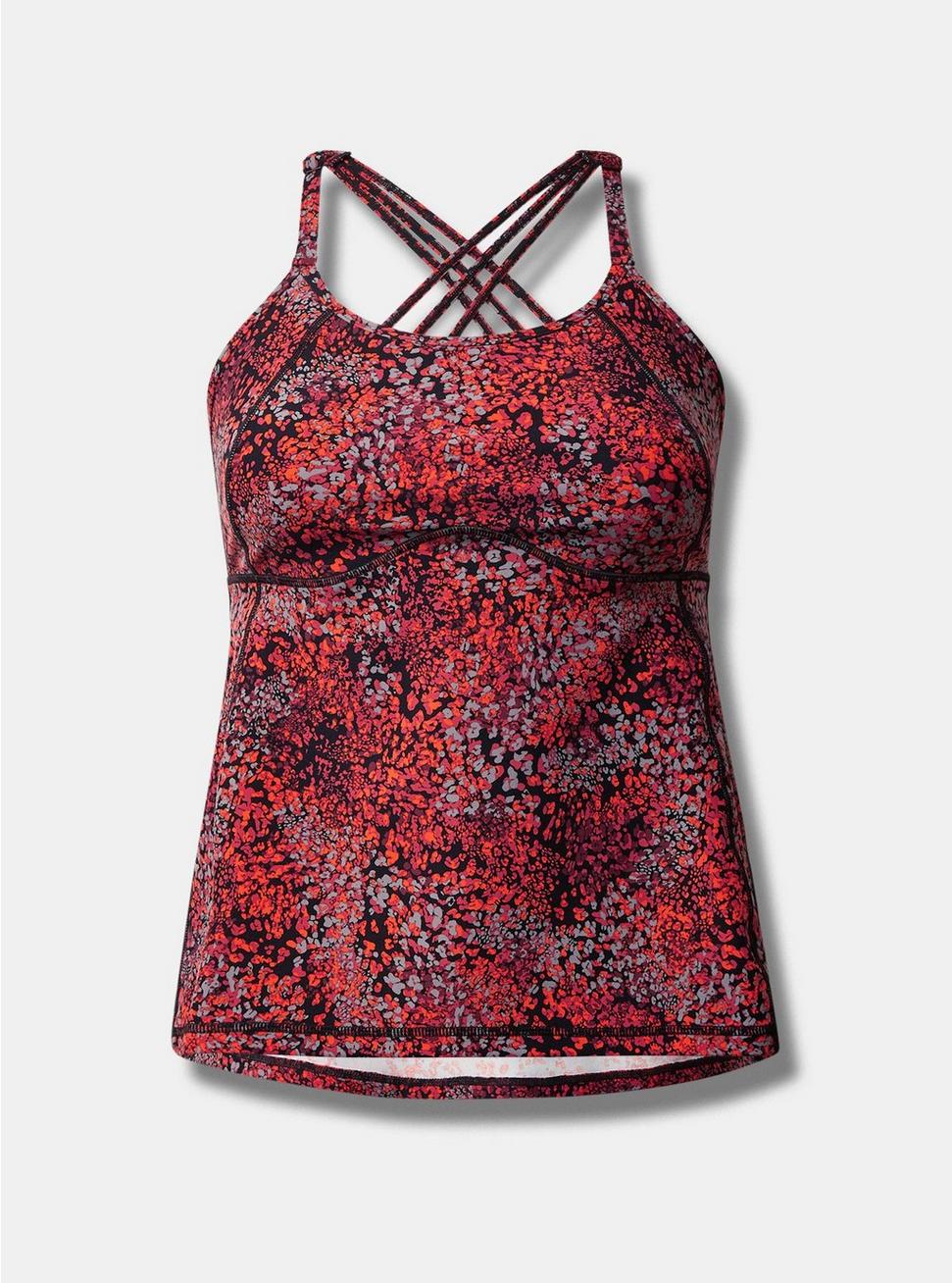 Performance Core Scoop Neck Strappy Back Active Tank with Mesh Support, WILD TEXTURE LR, hi-res