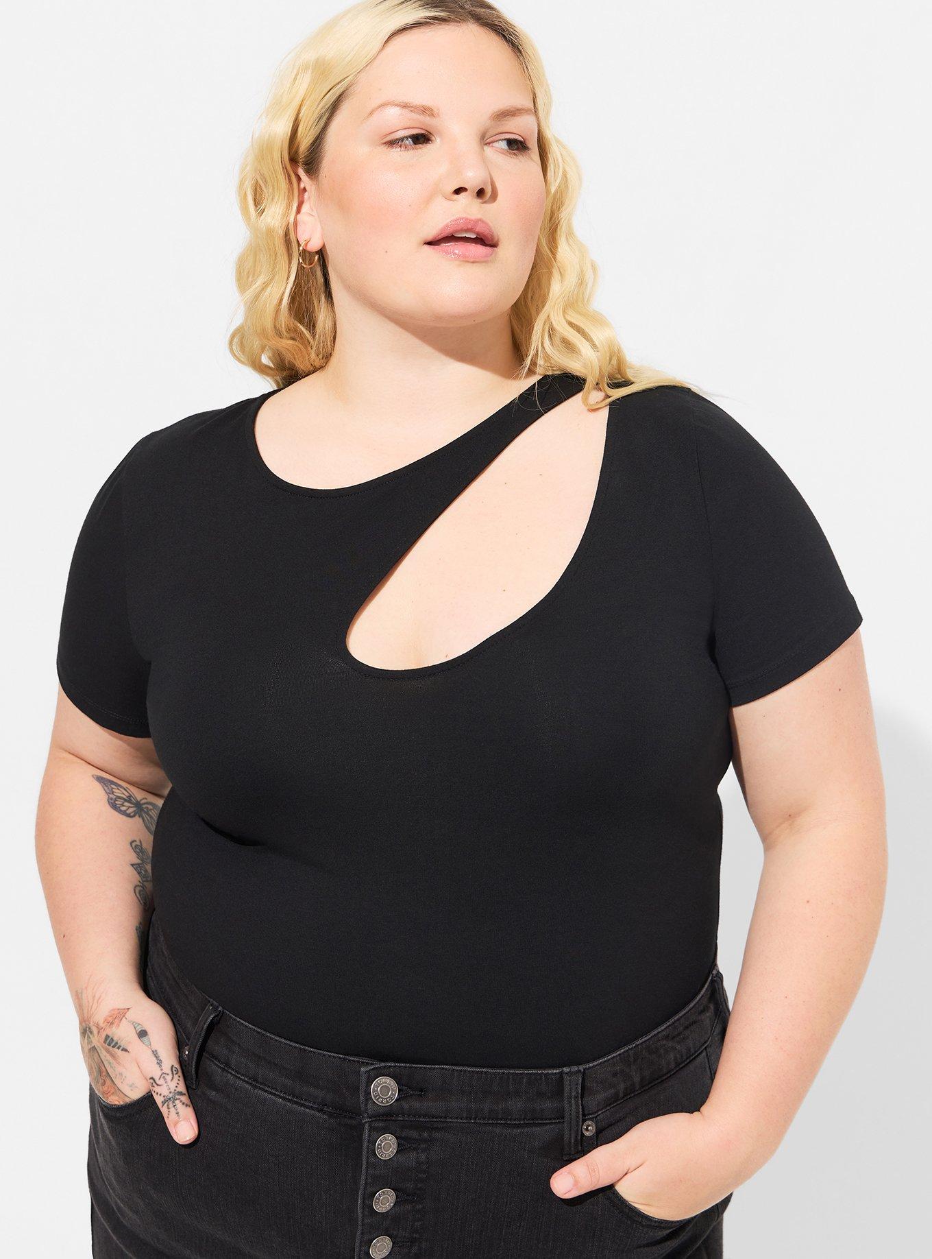 Torrid 4 (4X, 26) Foxy Stretchy One Shoulder Cutout Top - Dark