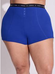Plus Size Cotton Ribbed Mid-Rise Shortie Logo Panty, SURF THE WEB BLUE, alternate
