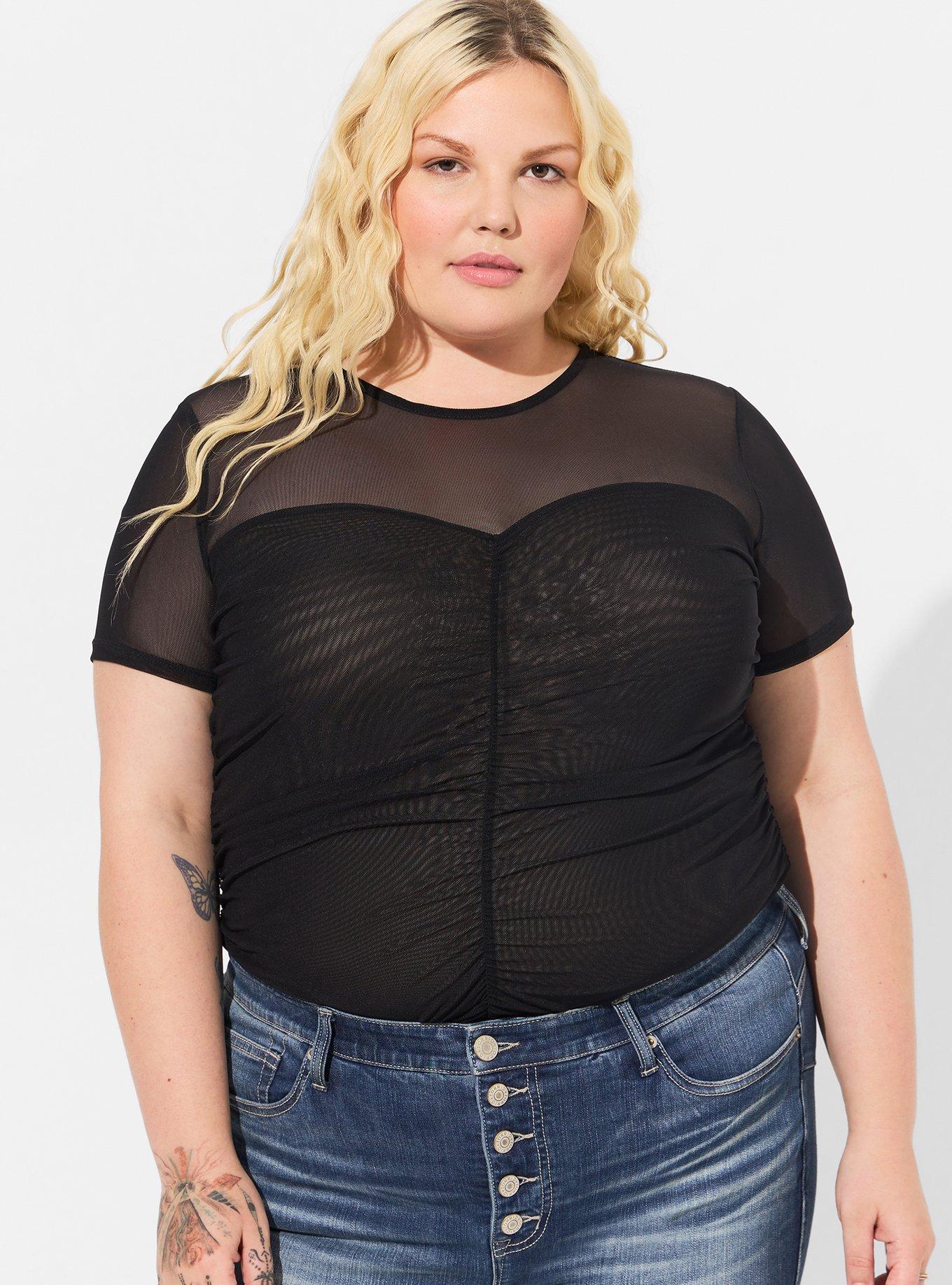 Plus Size - Black Mesh Tee - Torrid