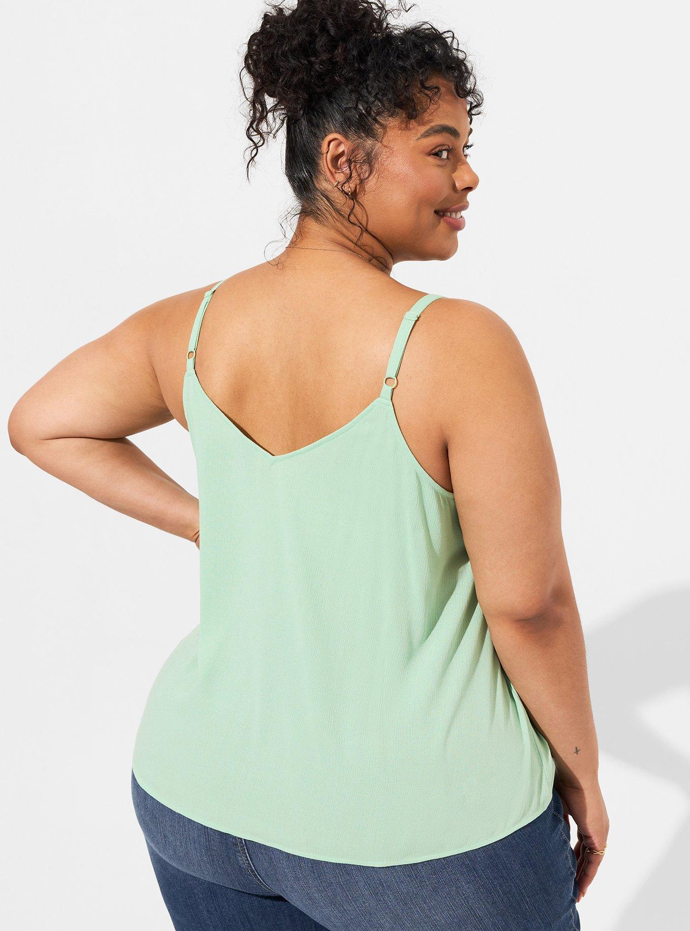 Plus Size - Washable Crinkle Gauze Embroidered Babydoll Tank Top - Torrid