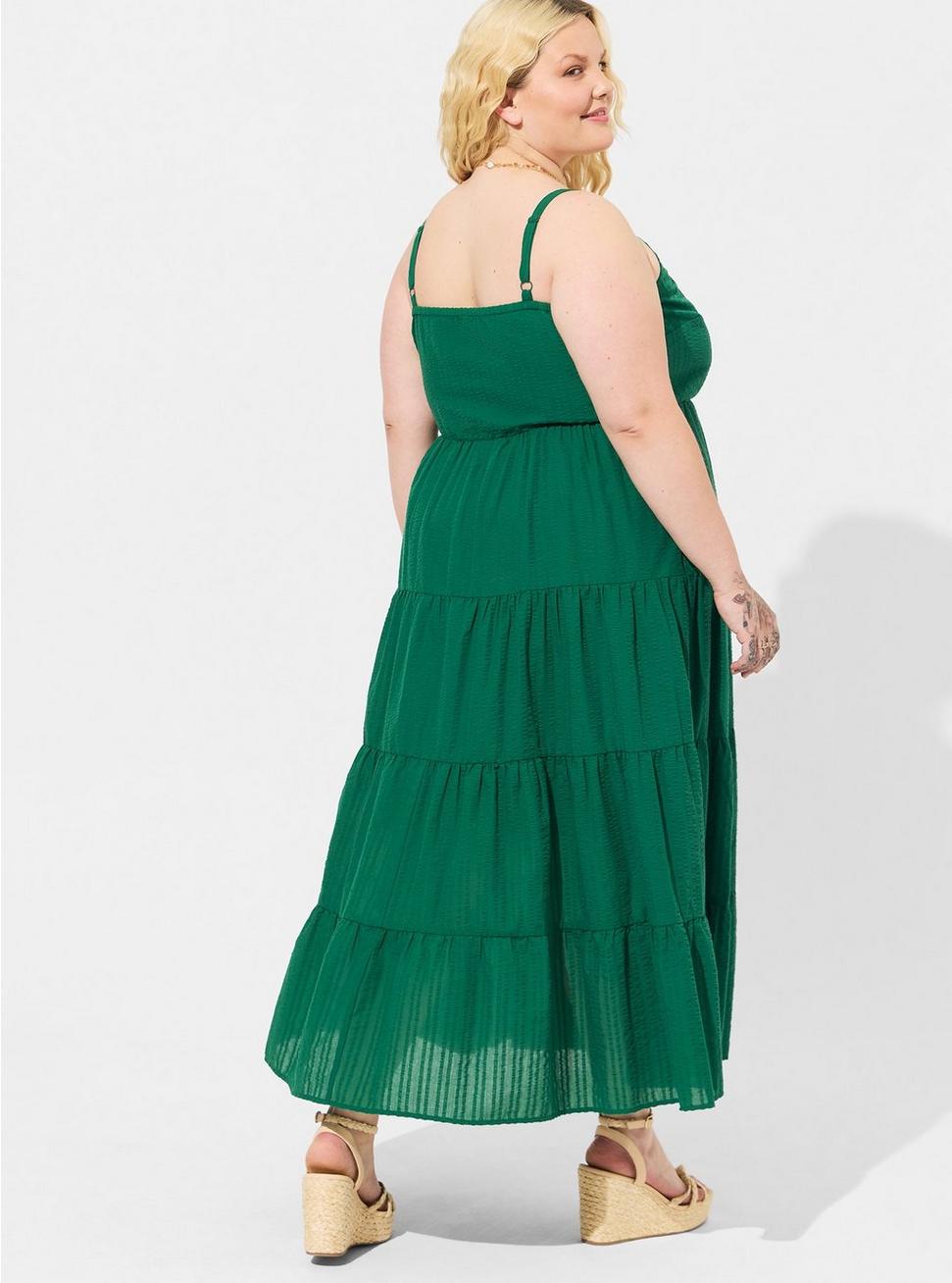 Maxi Seersucker Tiered Dress, GREEN JACKET, alternate