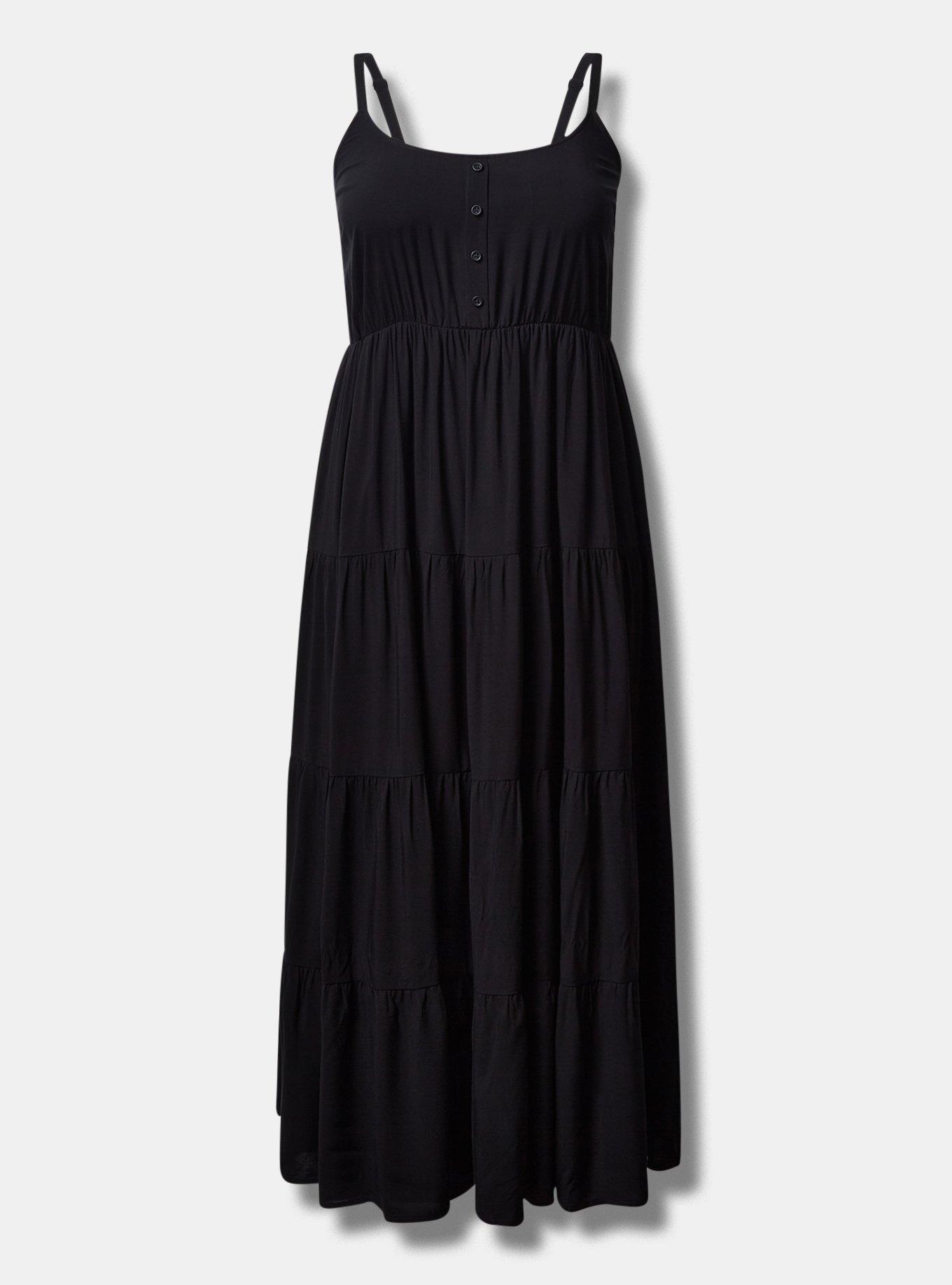 Maxi Challis Tiered Dress, DEEP BLACK, hi-res