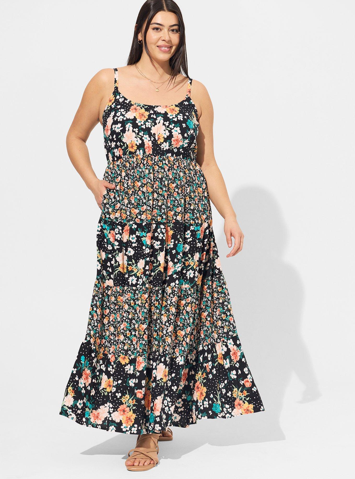 Plus Size - Maxi Challis Tiered Dress - Torrid