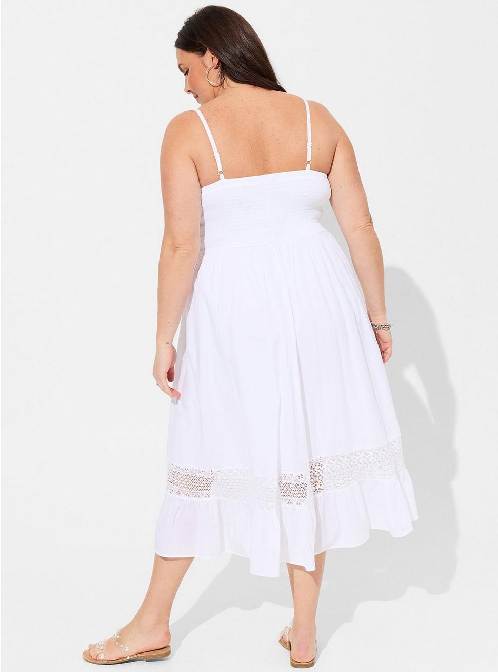 Midi Voile Stripe Lace Sleeveless Dress, BRIGHT WHITE, alternate