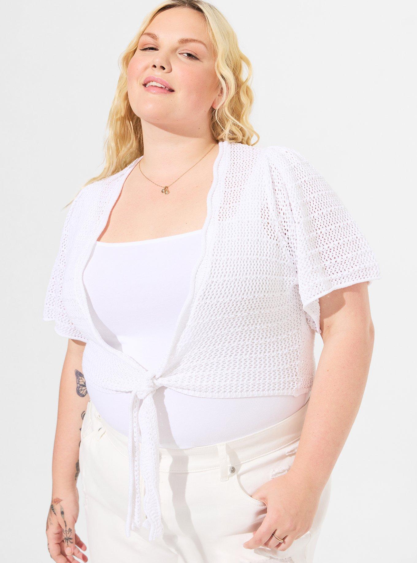 White shrug sweater sale plus size