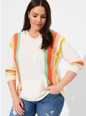 Reversed Jersey Pullover Hooded Sweater , MULTI STRIPE, hi-res