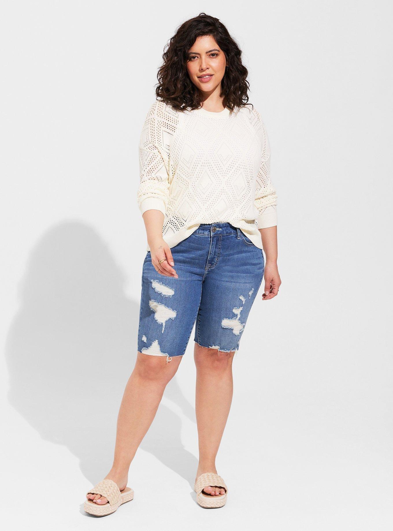 Plus Size - Pointelle Pullover Long Sleeve Sweater - Torrid