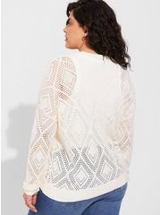 Pointelle Pullover Long Sleeve Sweater, CREAM, alternate