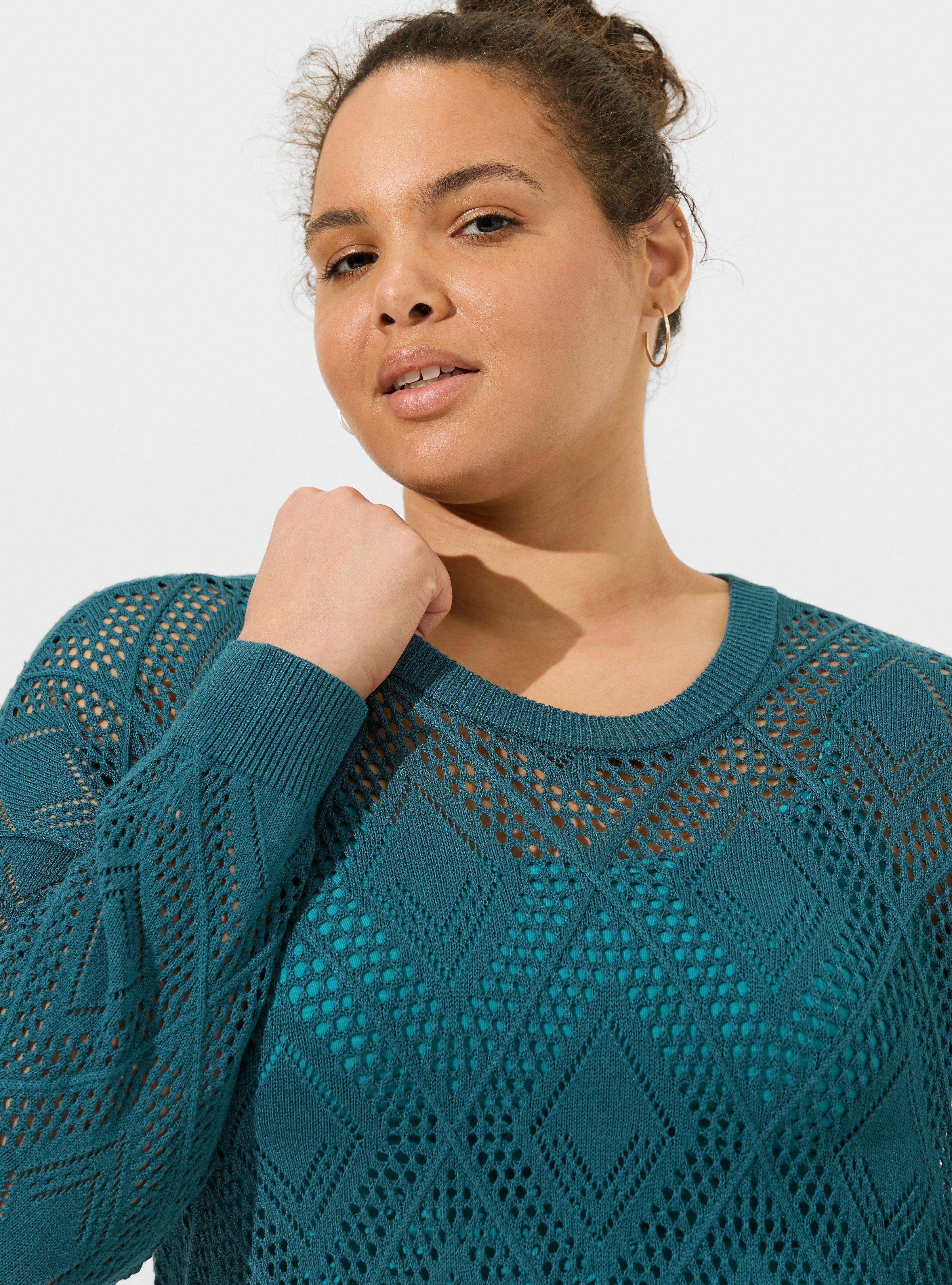 Pointelle Pullover Long Sleeve Sweater