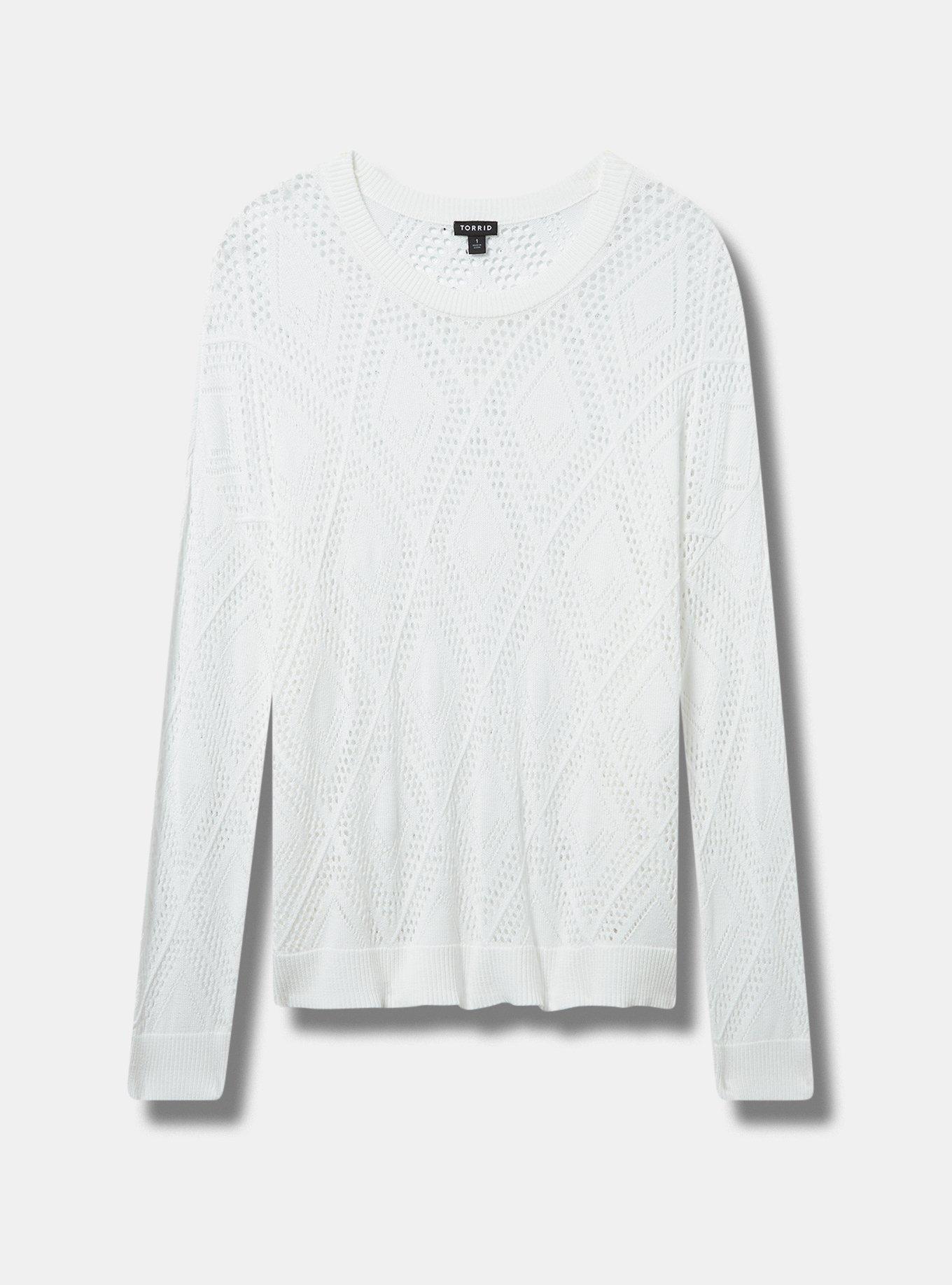 Pointelle Pullover Long Sleeve Sweater