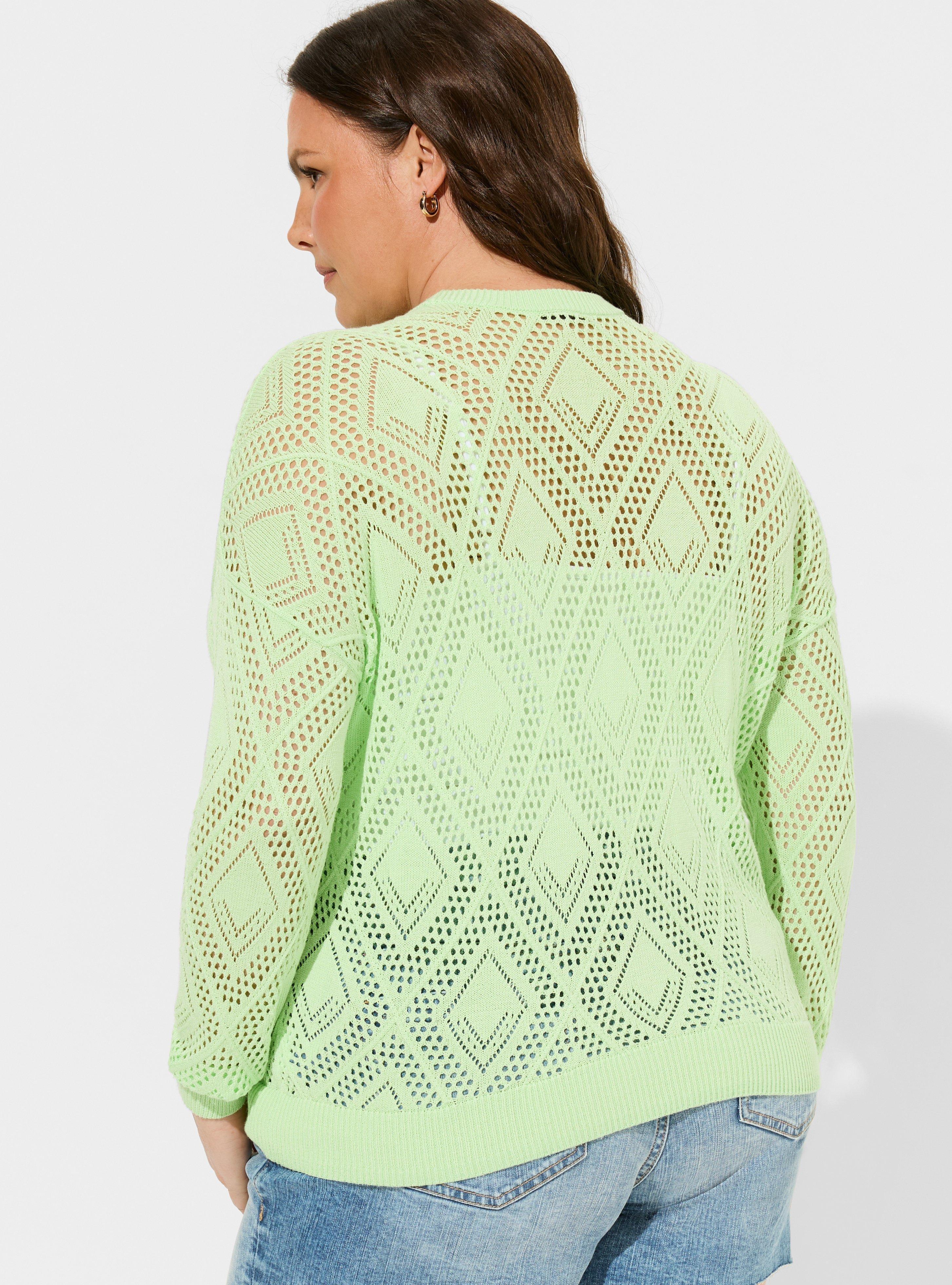 Pointelle Pullover Long Sleeve Sweater