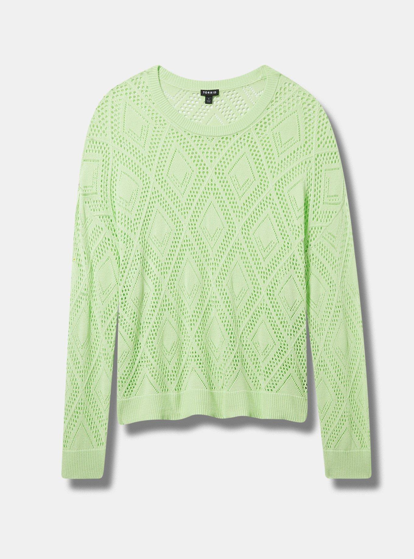 Pointelle Pullover Long Sleeve Sweater