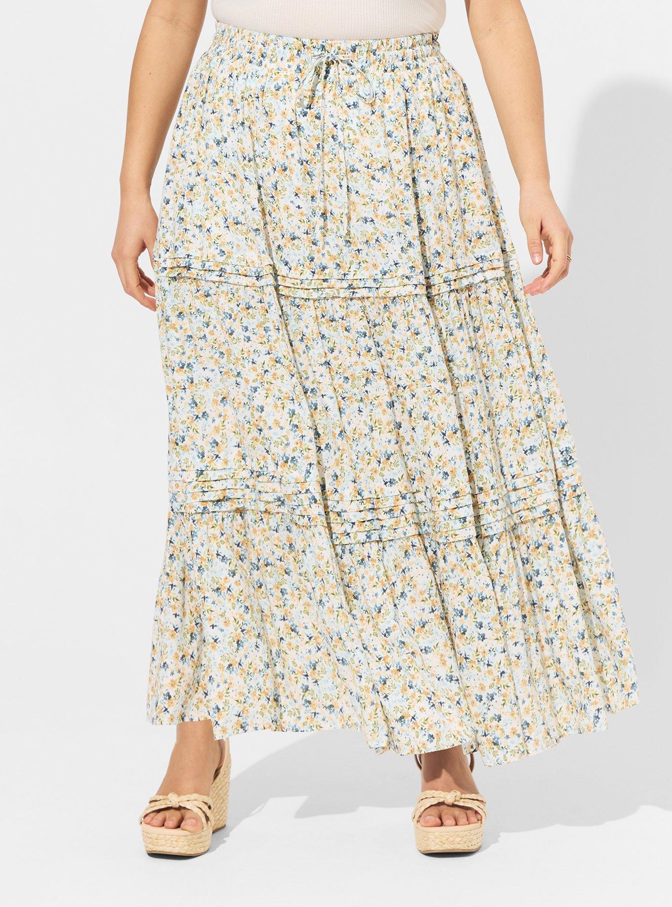 Plus Size - Maxi Washable Gauze Drawstring Pintuck Skirt - Torrid