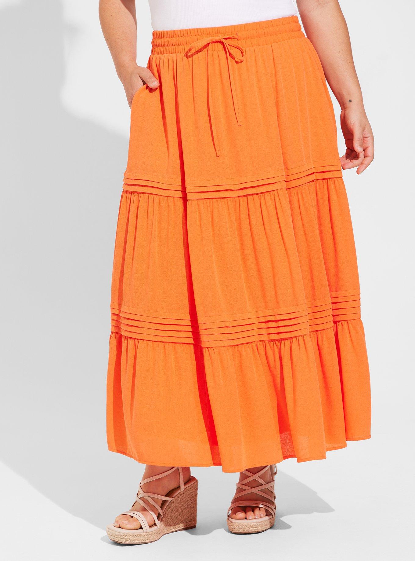 Maxi Washable Gauze Drawstring Pintuck Skirt