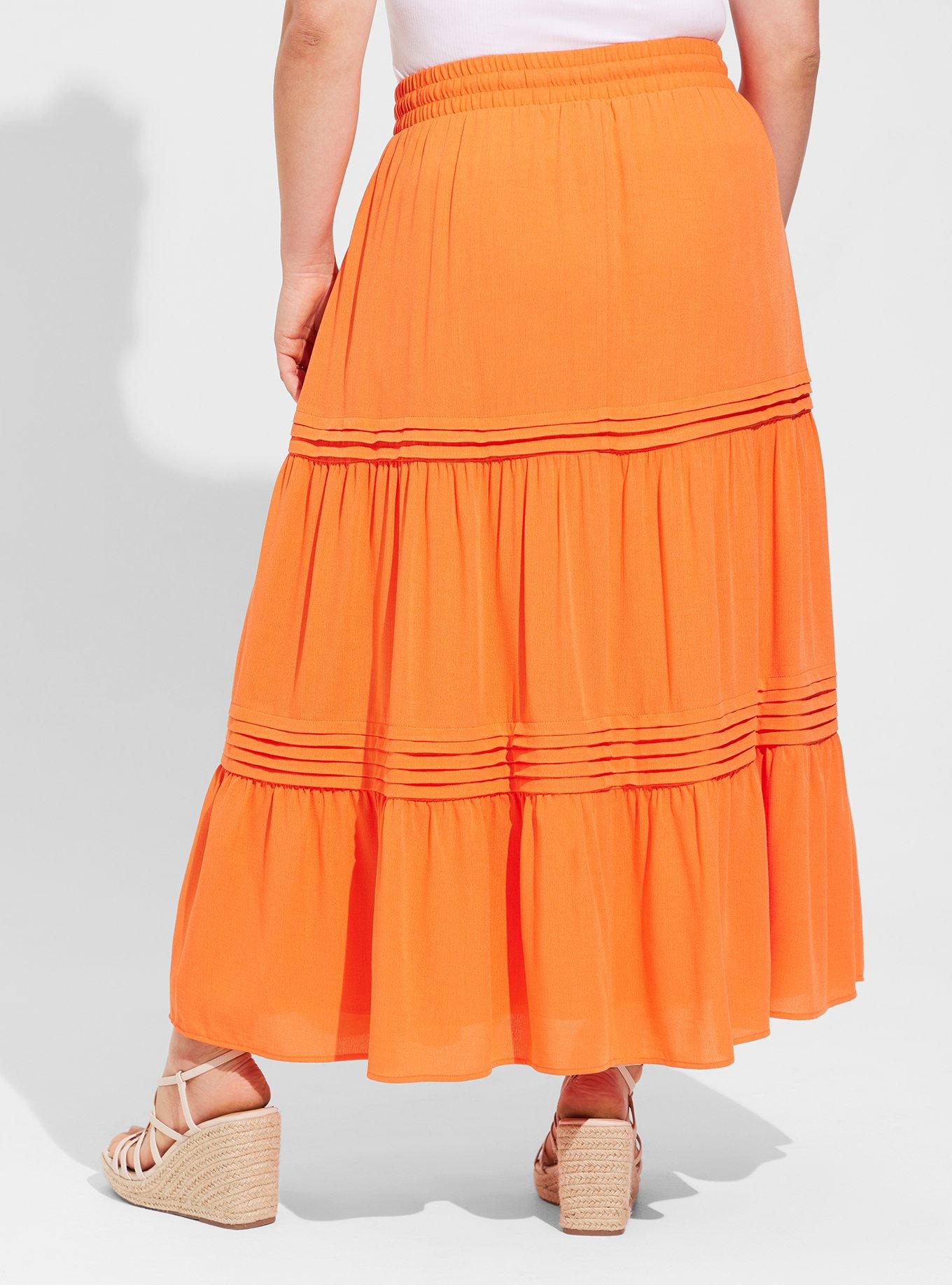 Maxi Washable Gauze Drawstring Pintuck Skirt