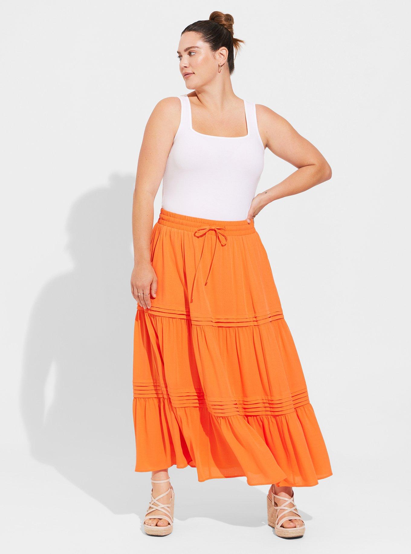 Maxi Washable Gauze Drawstring Pintuck Skirt