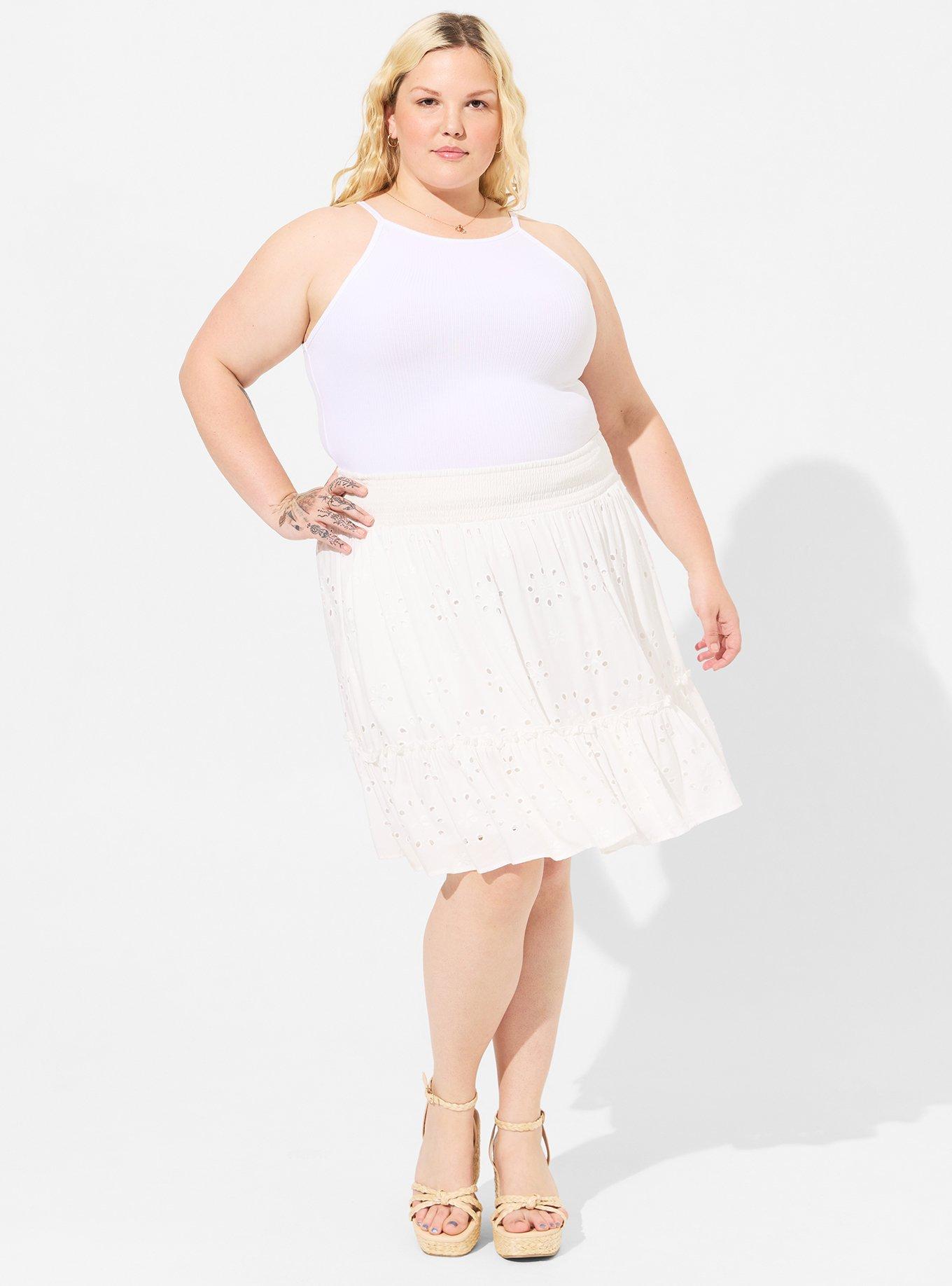 Plus Size - Mini Challis Tiered Skater Skirt - Torrid