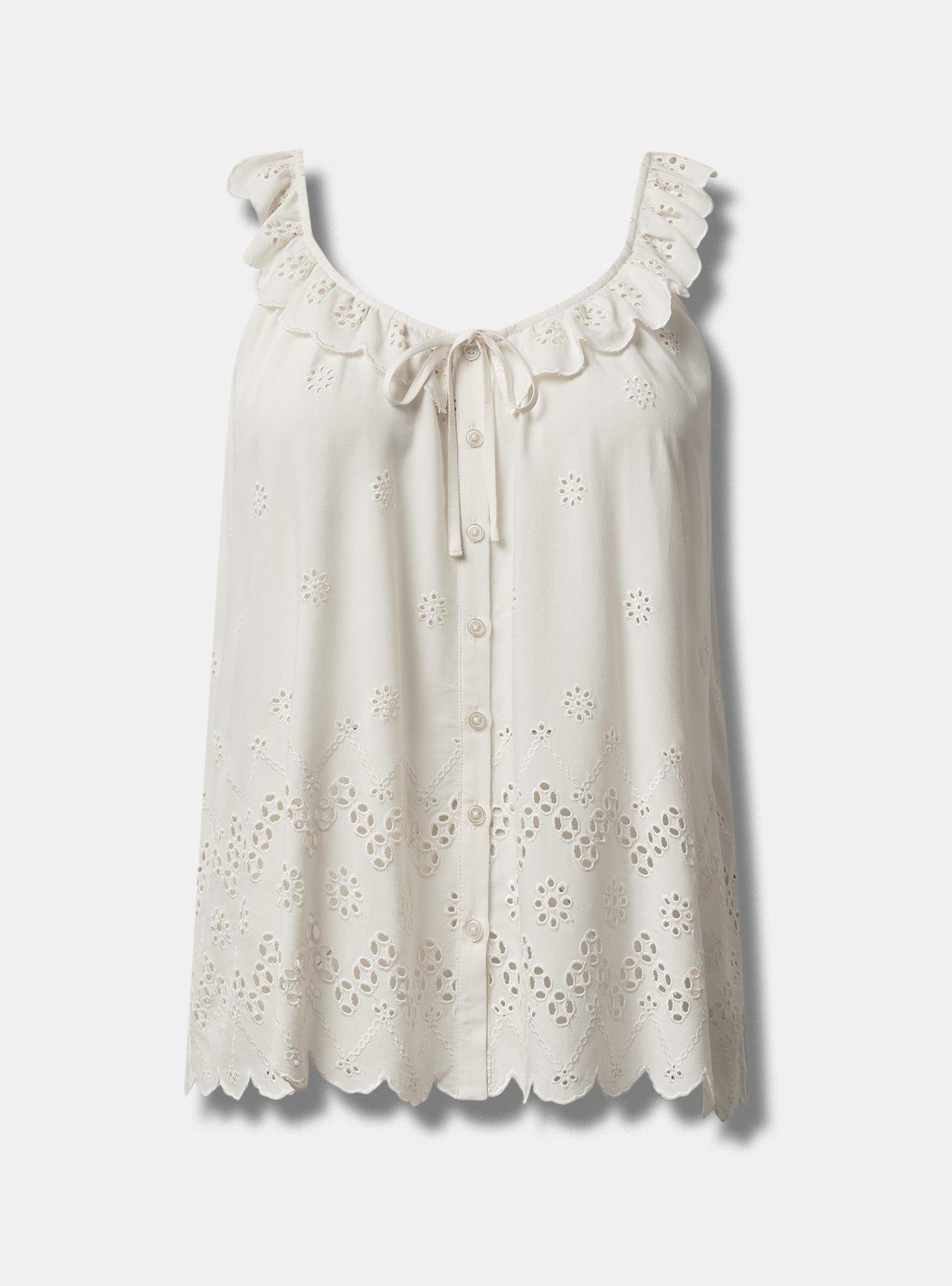 Plus Size Eyelet Ruffle Tie Front Tank Top Torrid