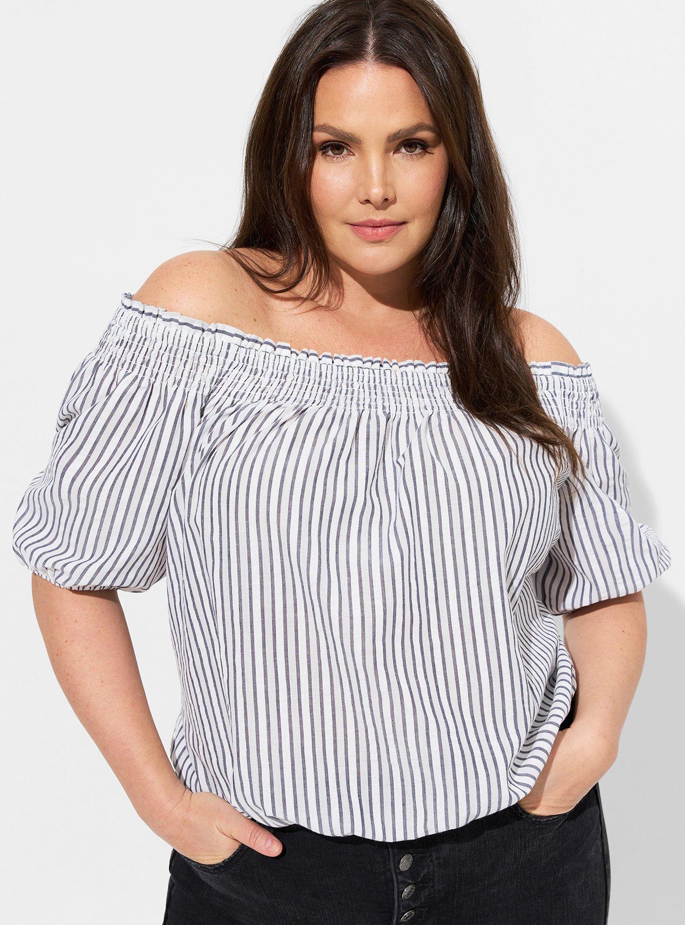 Plus size off discount the shoulder crop top