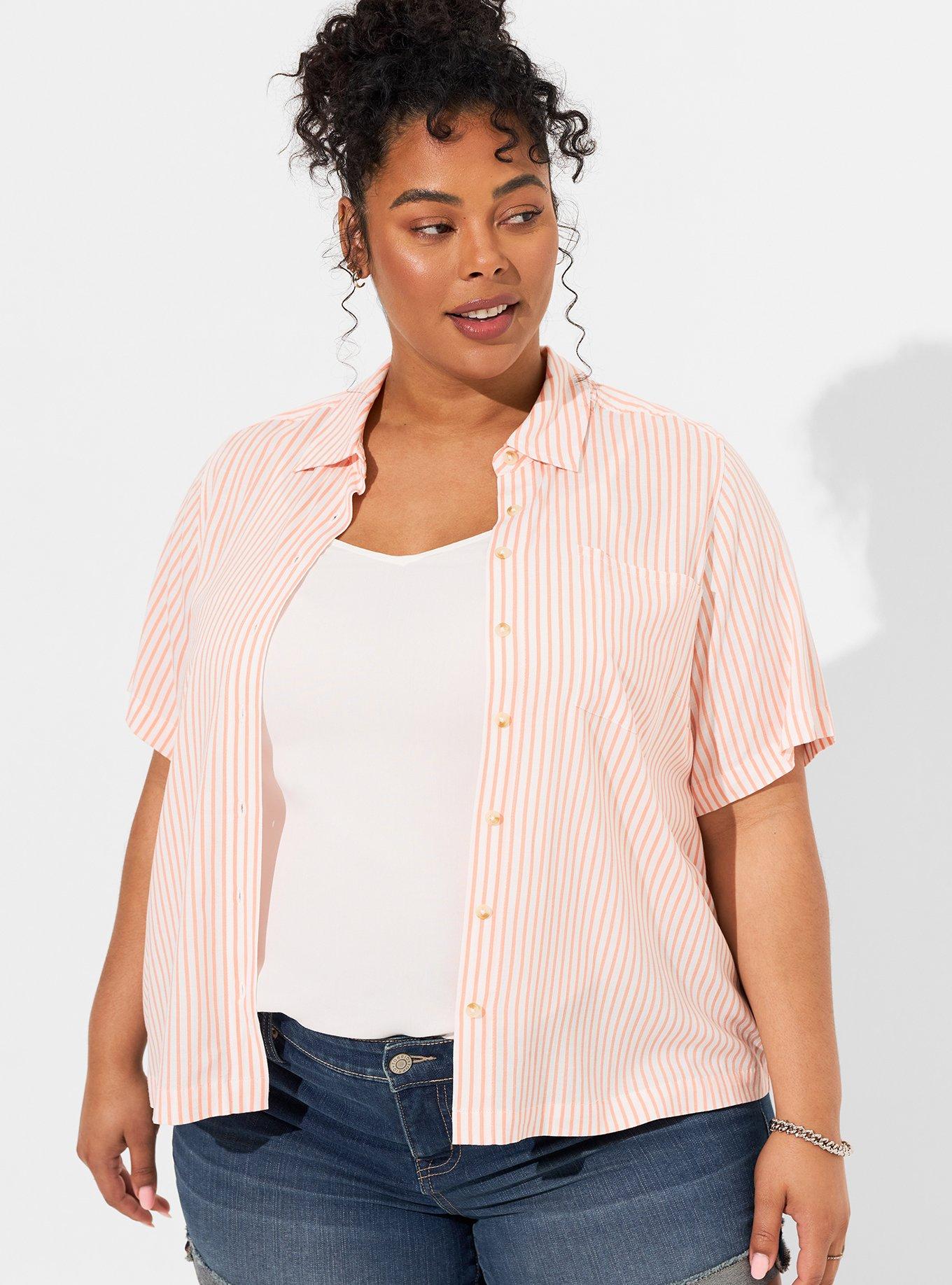 Plus Size Lizzie Rayon Slub Button Up Short Sleeve Crop Shirt Torrid — free download