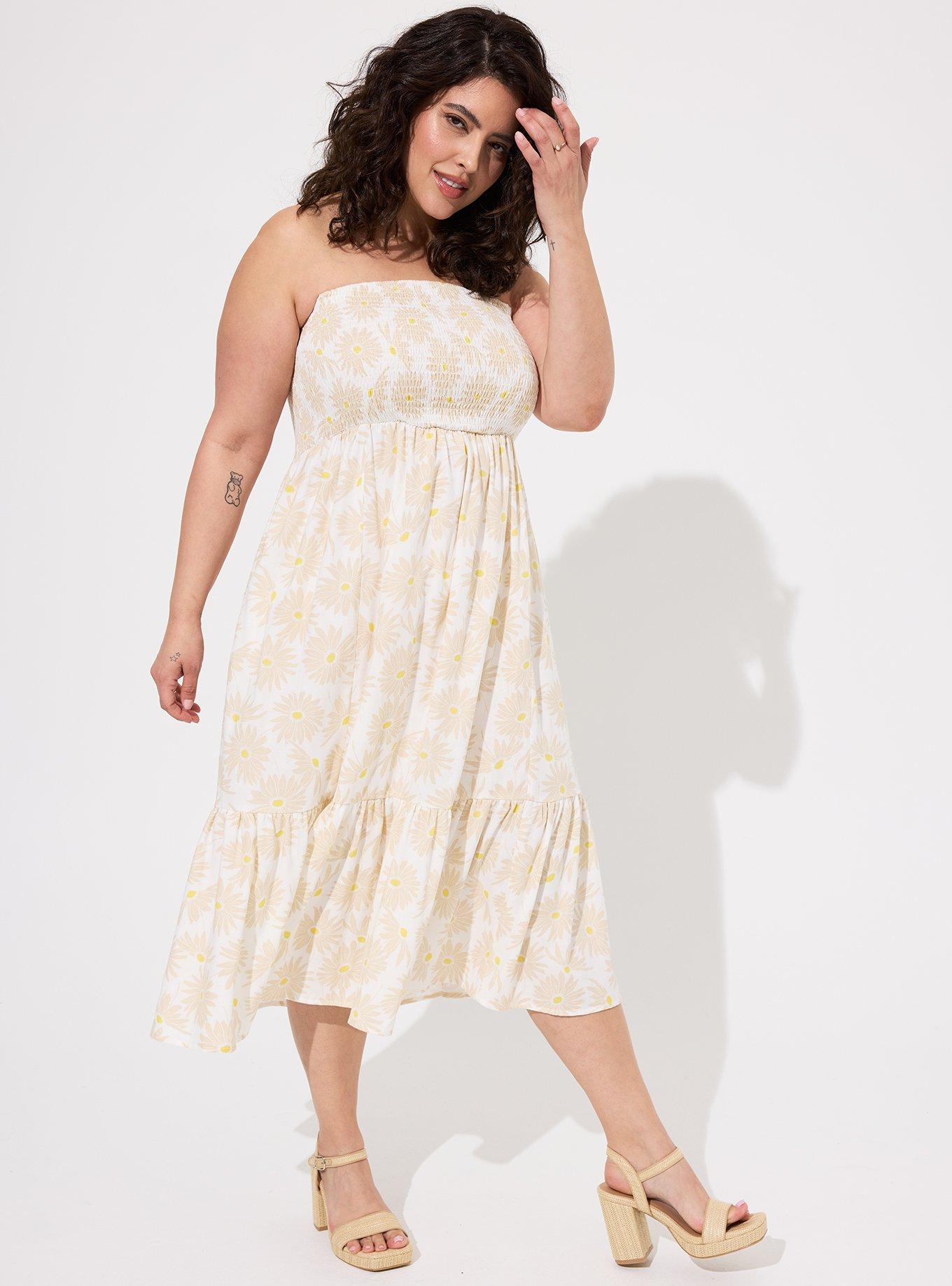 TORRID Tea Length Smocked Bodice A-Line Dress