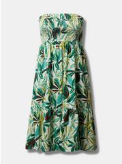 Midi Double Gauze Smocked Tiered Tube Dress, PAINTED TROPICAL, hi-res