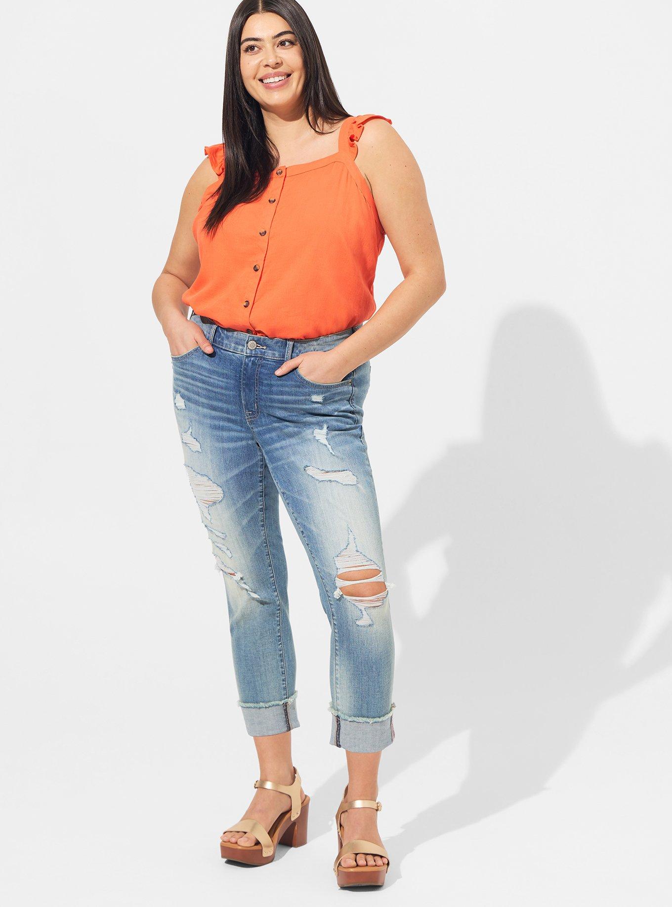 Plus Size Double Gauze Ruffle Button Front Tank Top Torrid