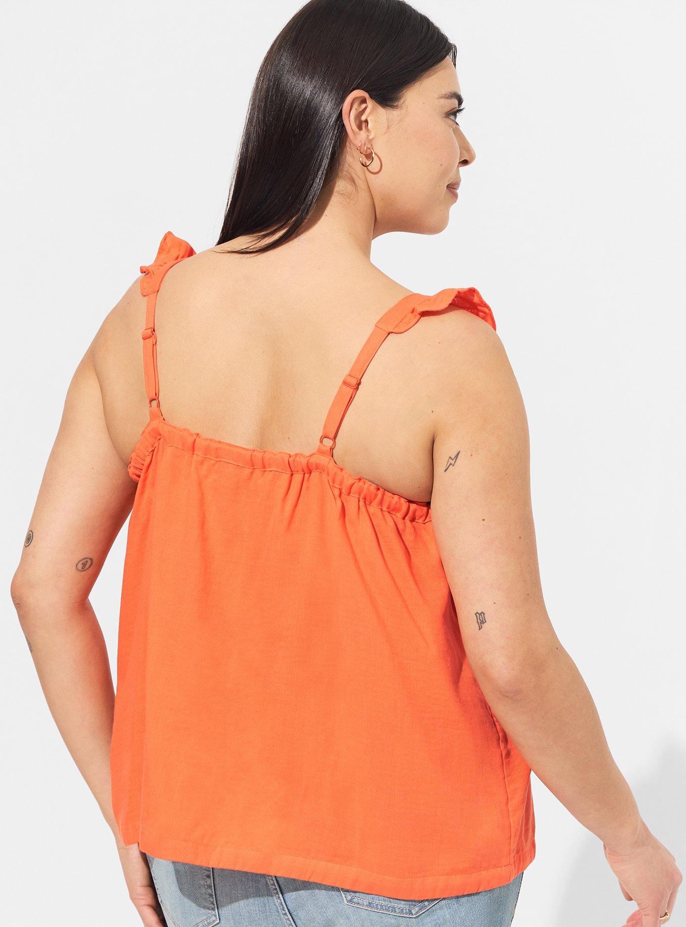 Plus Size Double Gauze Ruffle Button Front Tank Top Torrid