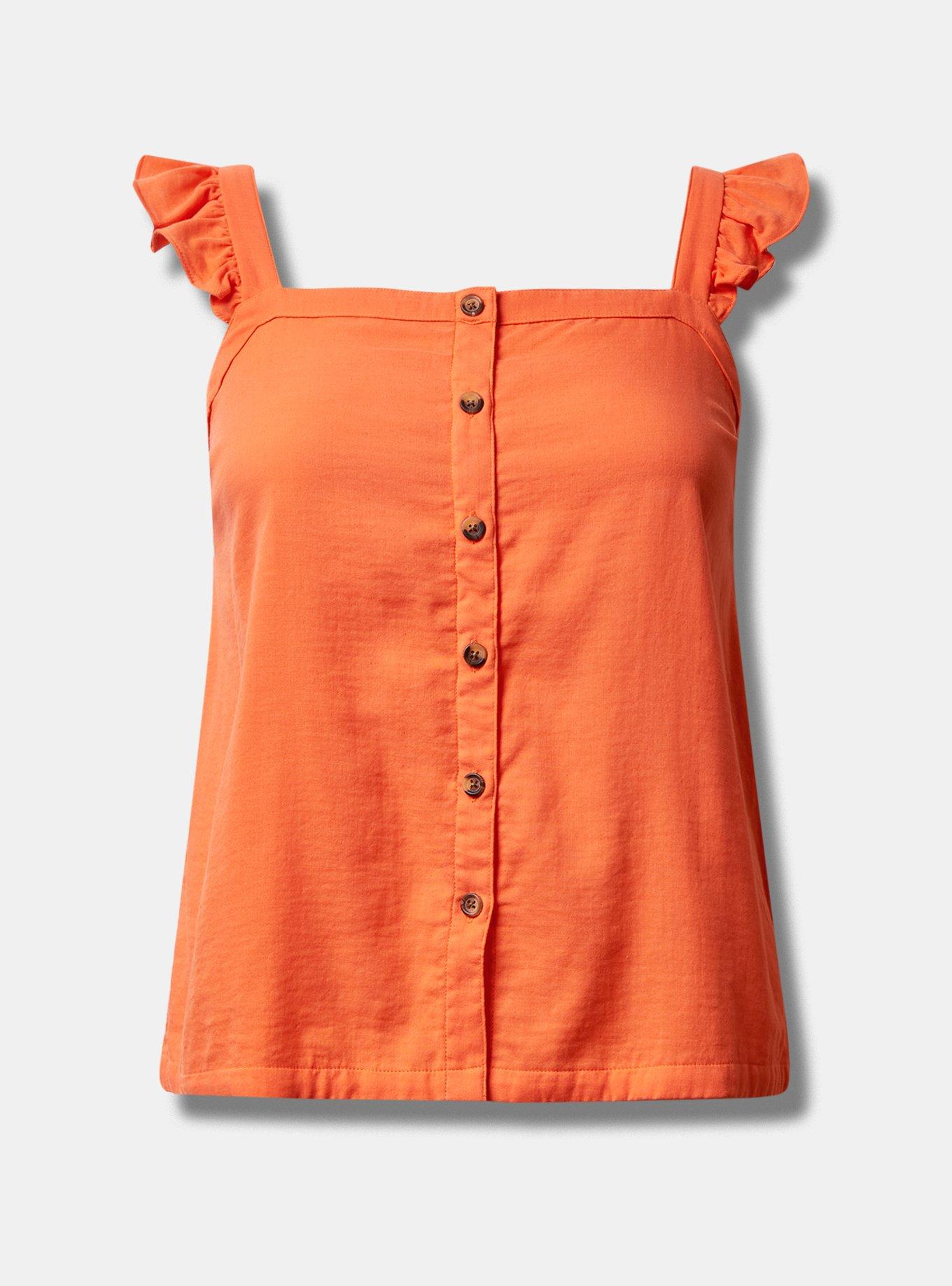 Plus Size Double Gauze Ruffle Button Front Tank Top Torrid
