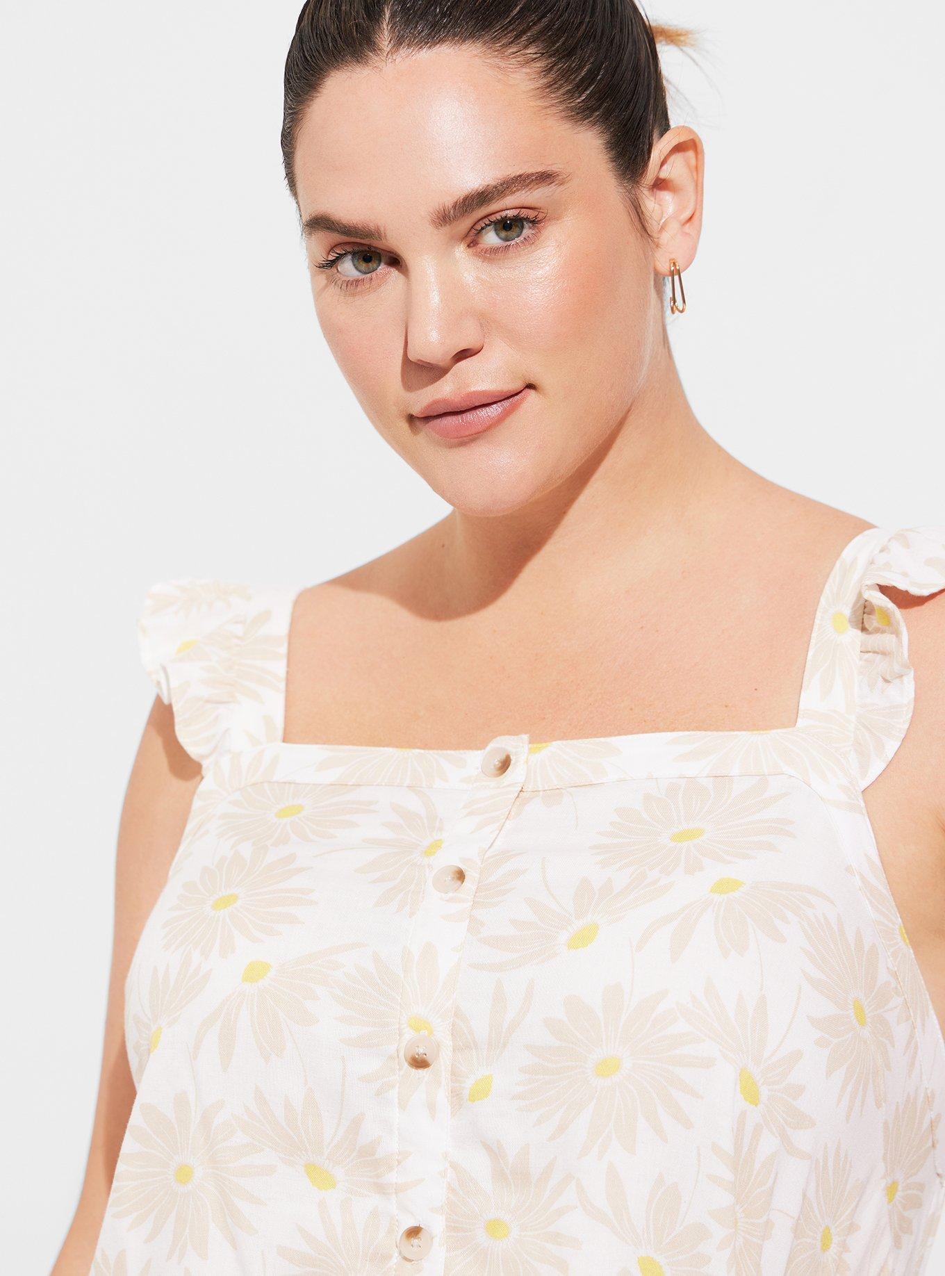 Plus Size Double Gauze Ruffle Button Front Tank Top Torrid