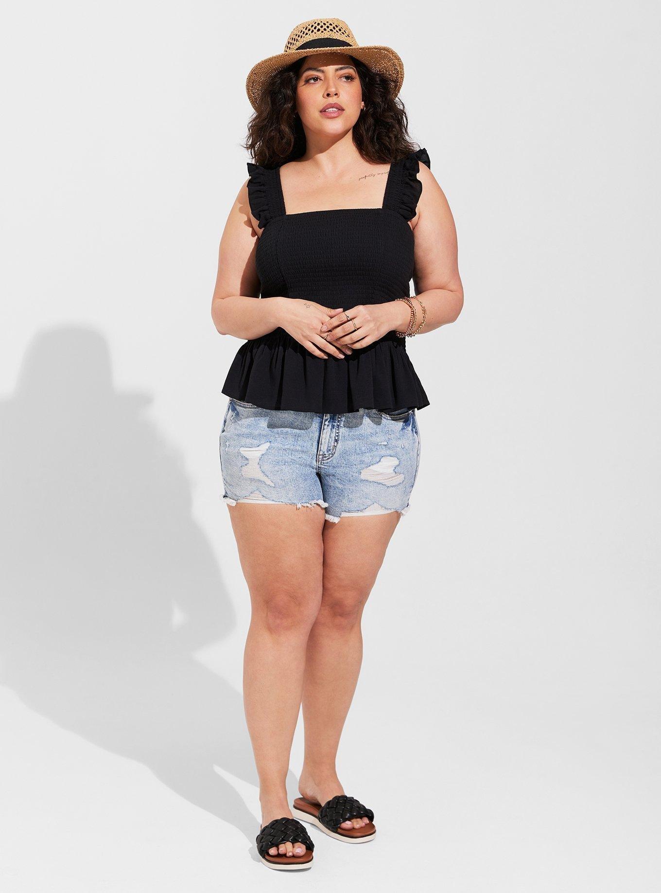 Plus Size - Peplum Washable Crinkle Gauze Smocked Tank Top - Torrid