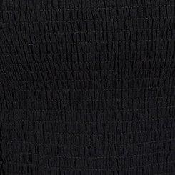 Peplum Washable Crinkle Gauze Smocked Tank Top, DEEP BLACK, swatch