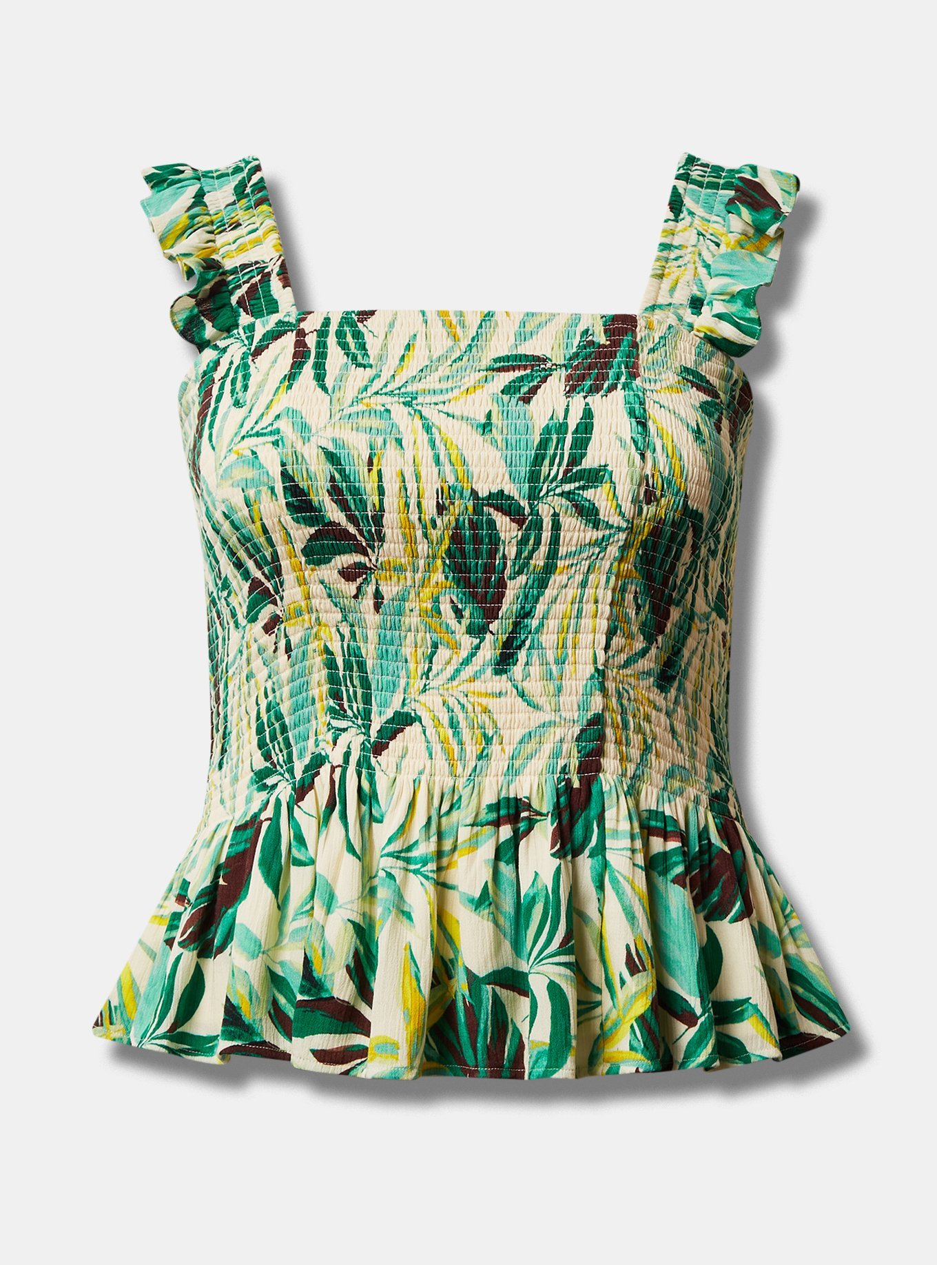 Plus Size - Peplum Washable Crinkle Gauze Smocked Tank Top - Torrid