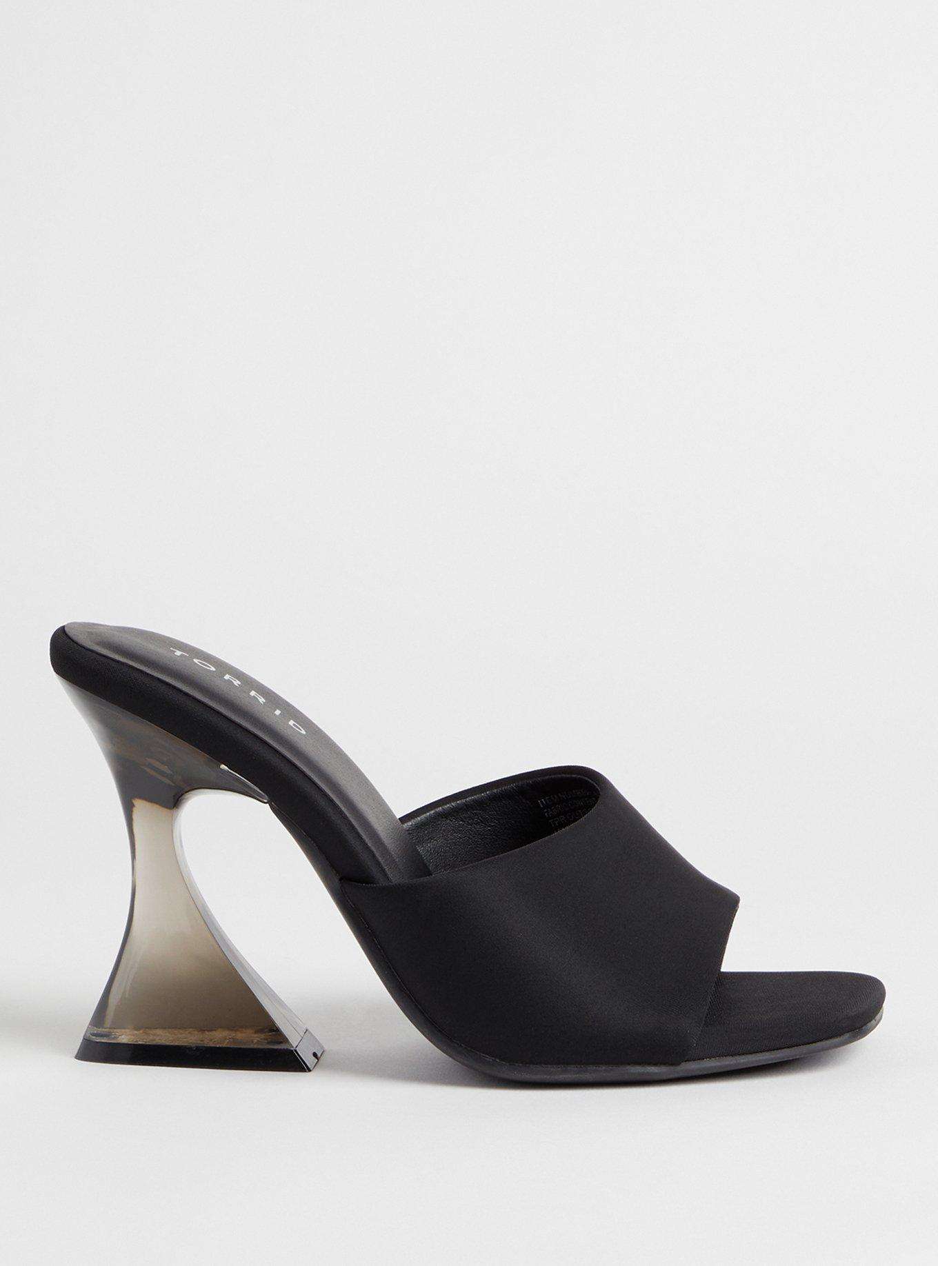 Lucite Flare Heel Sandal (WW), BLACK, alternate