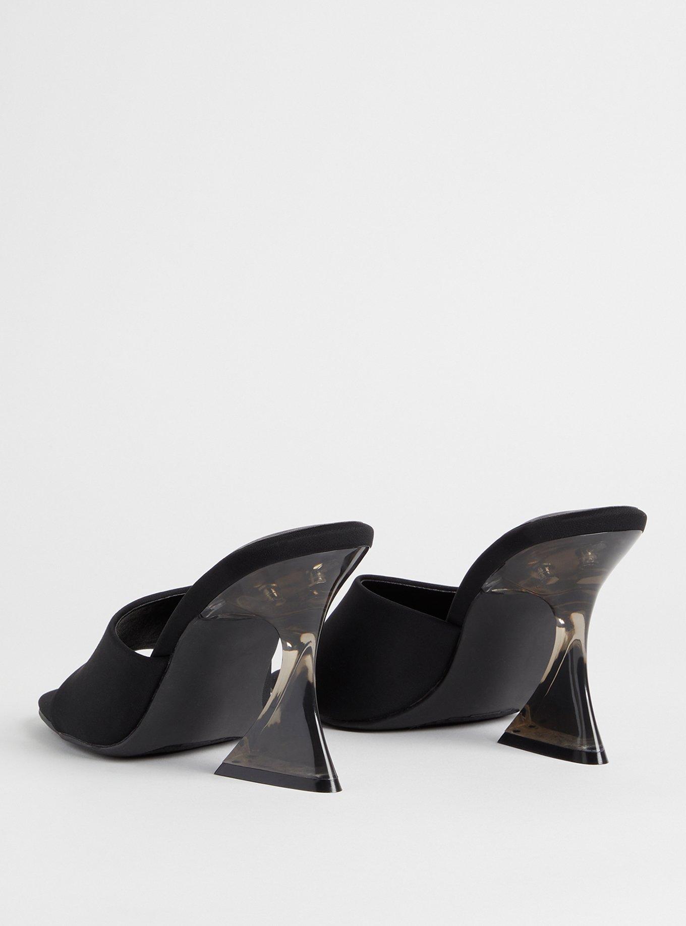 Lucite Flare Heel Sandal (WW), BLACK, alternate