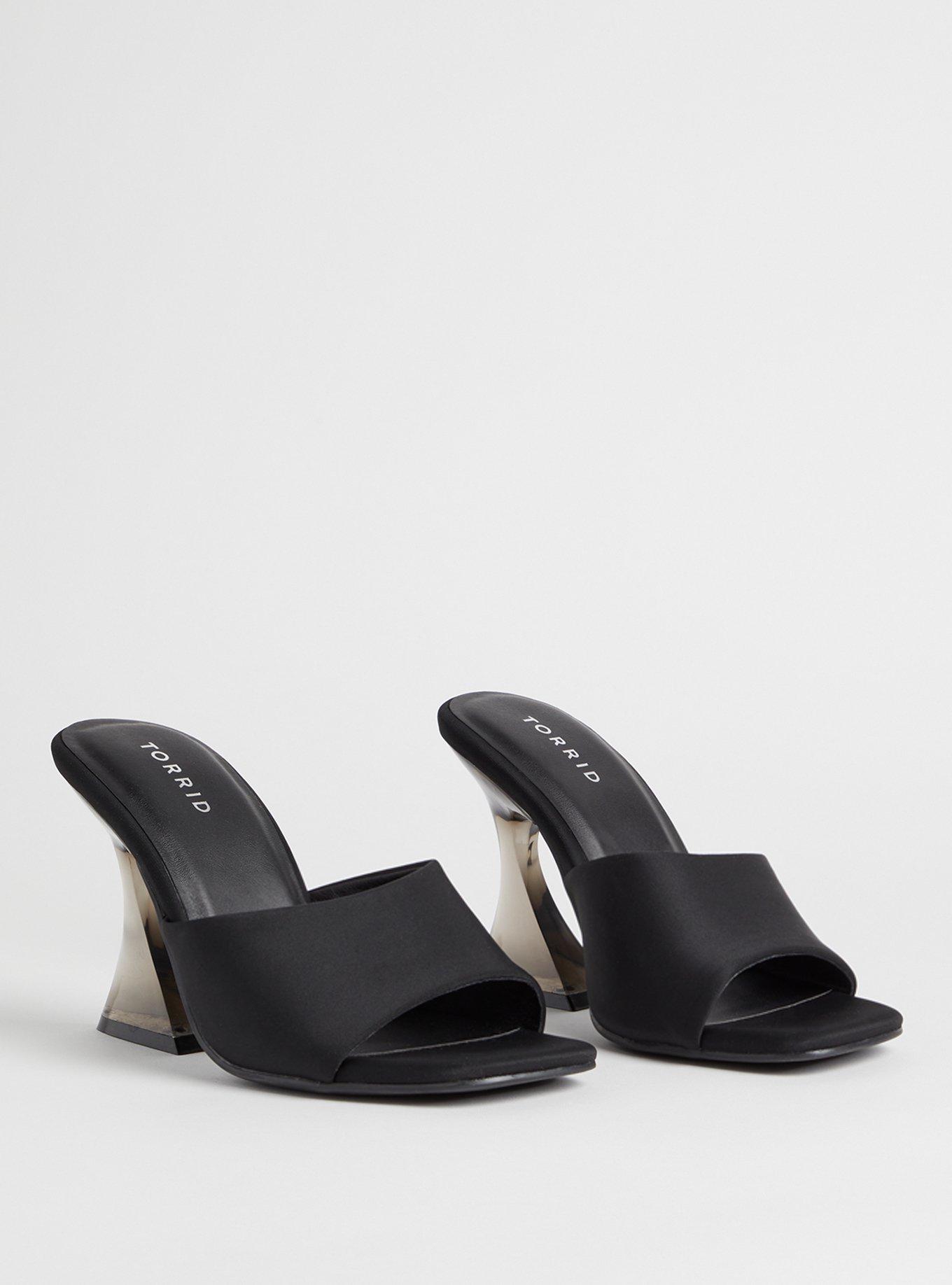 Lucite Flare Heel Sandal (WW), BLACK, hi-res