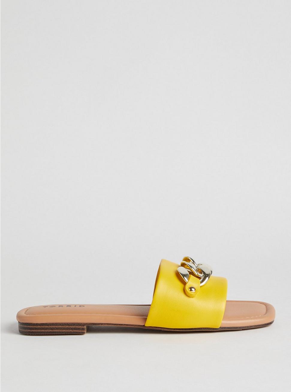 Plus Size Chain Slide Sandal (WW), MUSTARD, alternate
