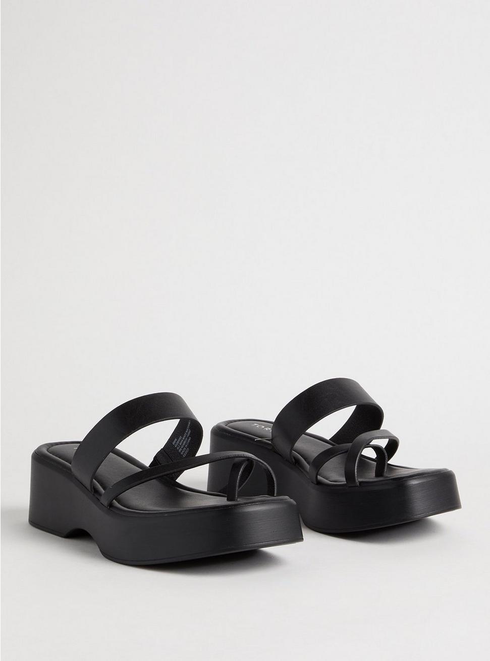 Strappy Flatform Sandal (WW), BLACK, hi-res