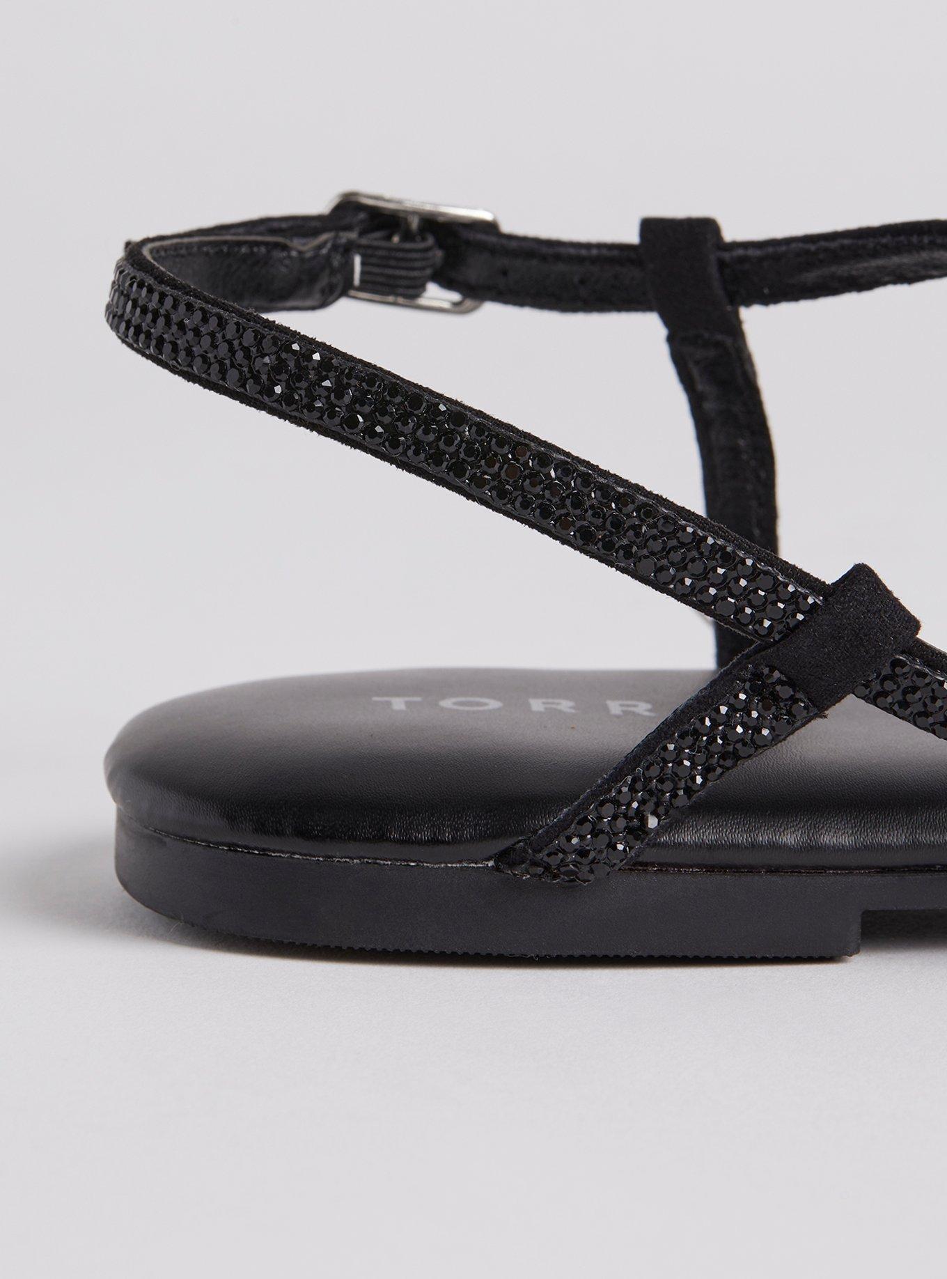 Asymmetric Straps - Black Leather Sandals