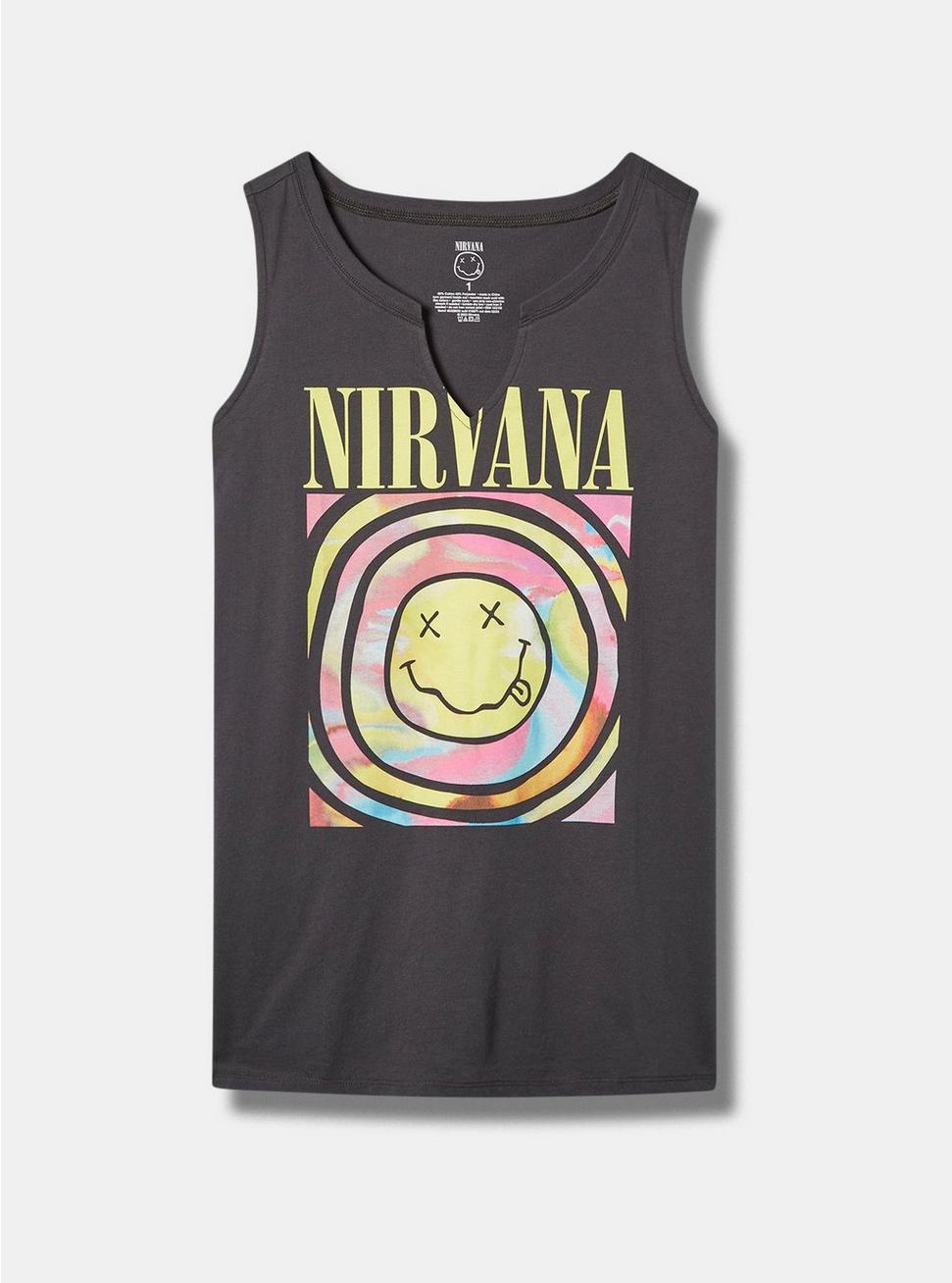 Plus Size Nirvana Classic Fit Cotton Notch Tank, VINTAGE BLACK, hi-res